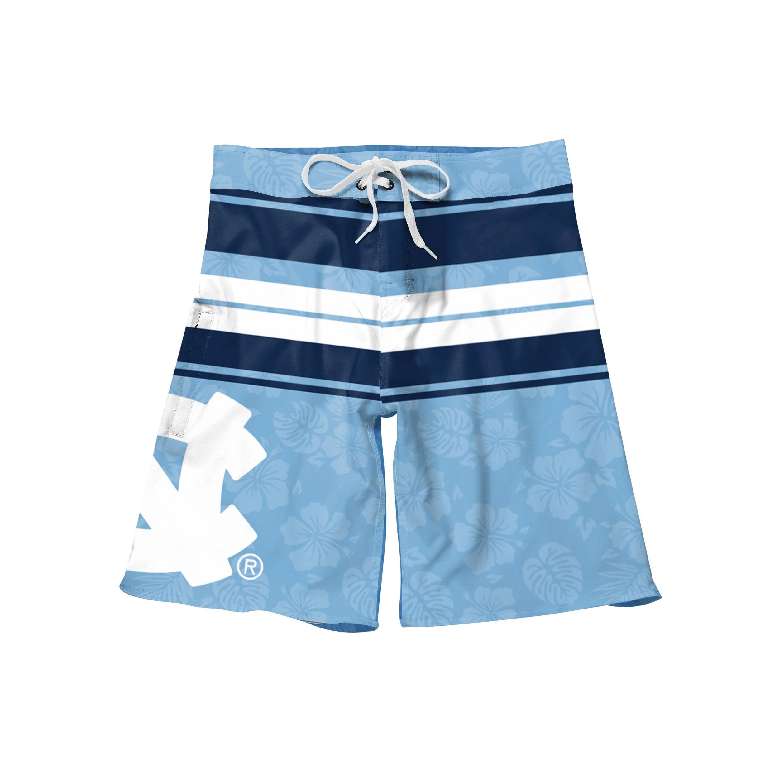 North Carolina Tar Heels NCAA Mens Hibiscus Boardwalk Stripe Boardshorts - Image 4