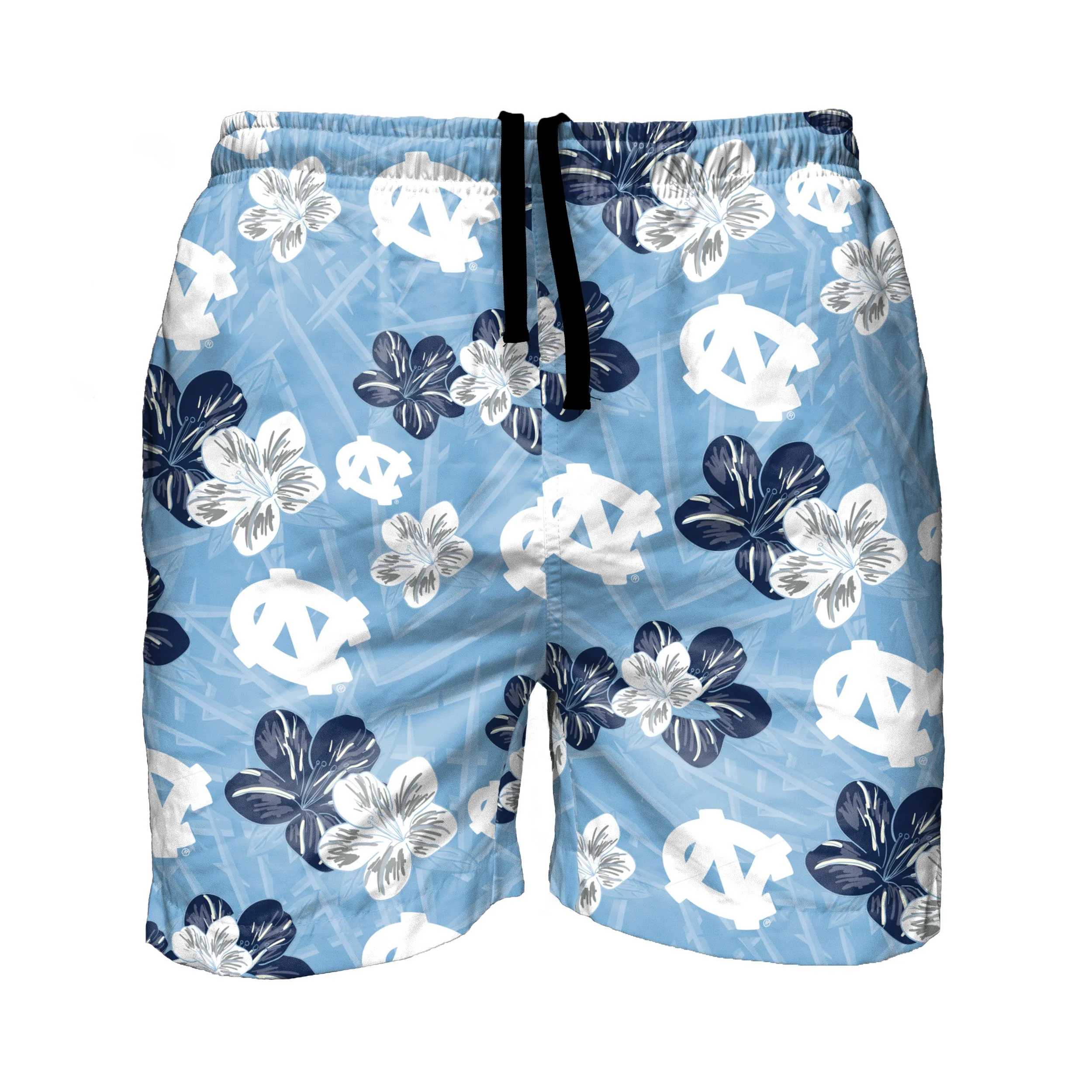 North Carolina Tar Heels NCAA Mens Hibiscus Slim Fit 5.5" Swimming Trunks