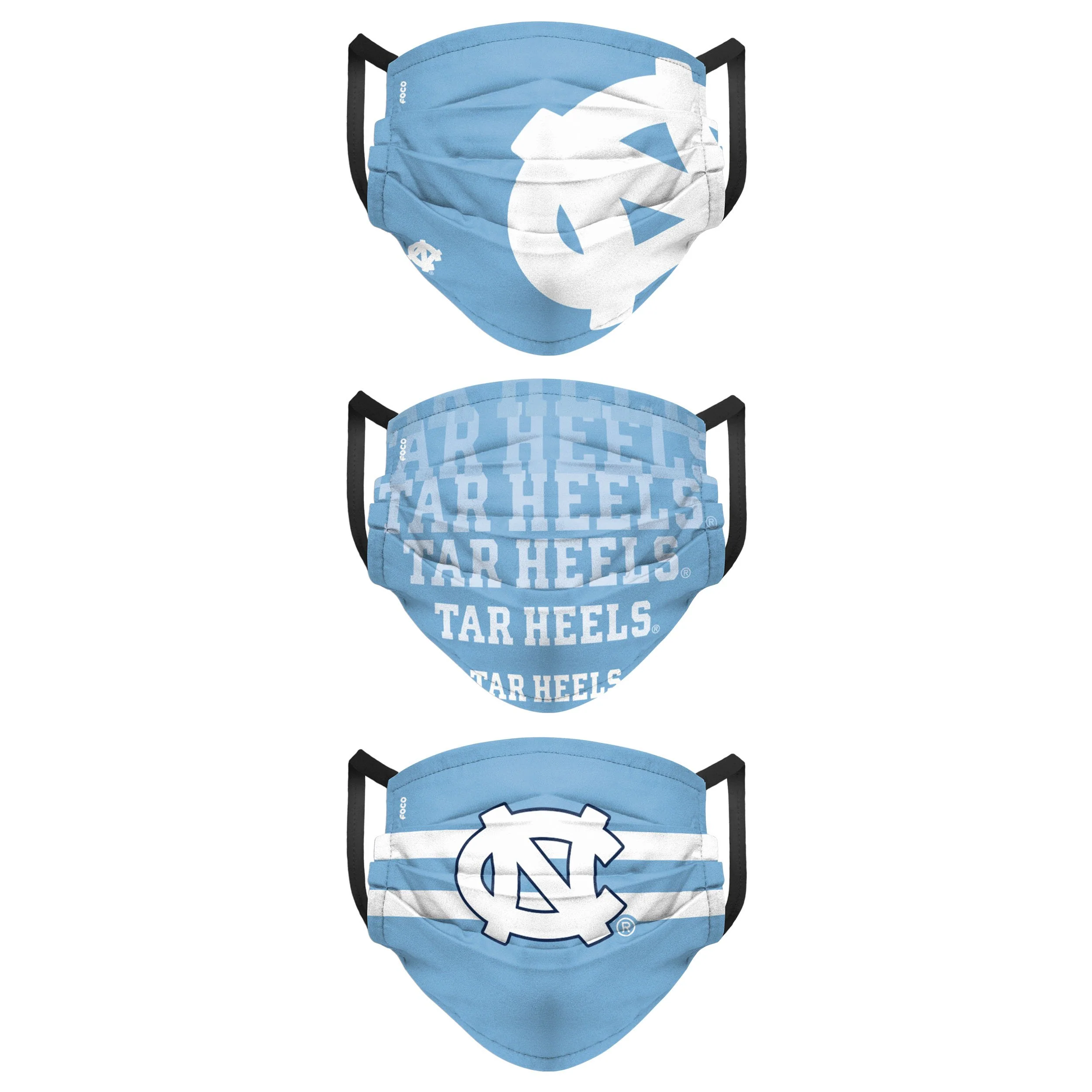 North Carolina Tar Heels NCAA Mens Matchday 3 Pack Face Cover - Image 2