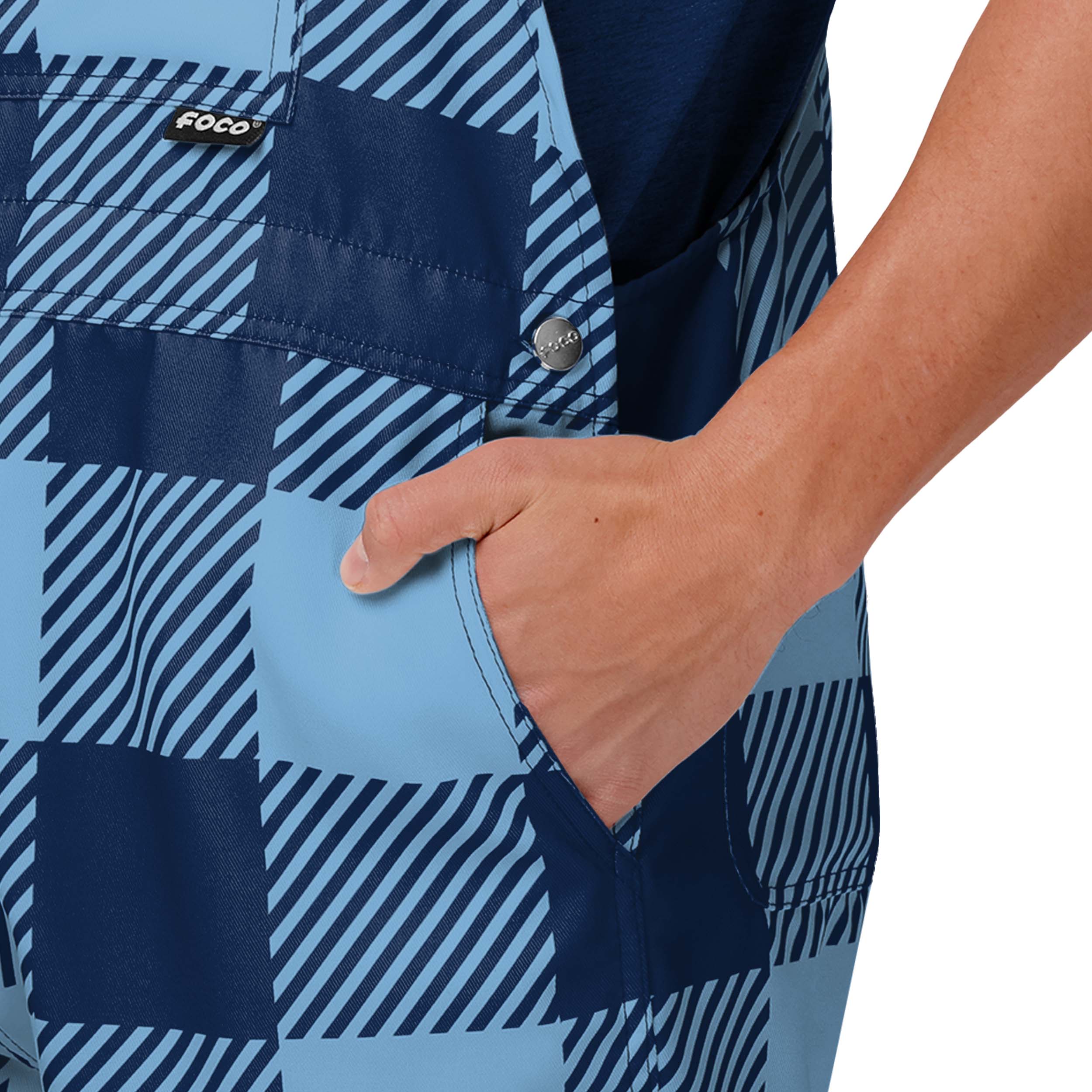 North Carolina Tar Heels NCAA Mens Plaid Bib Shortalls - Image 5