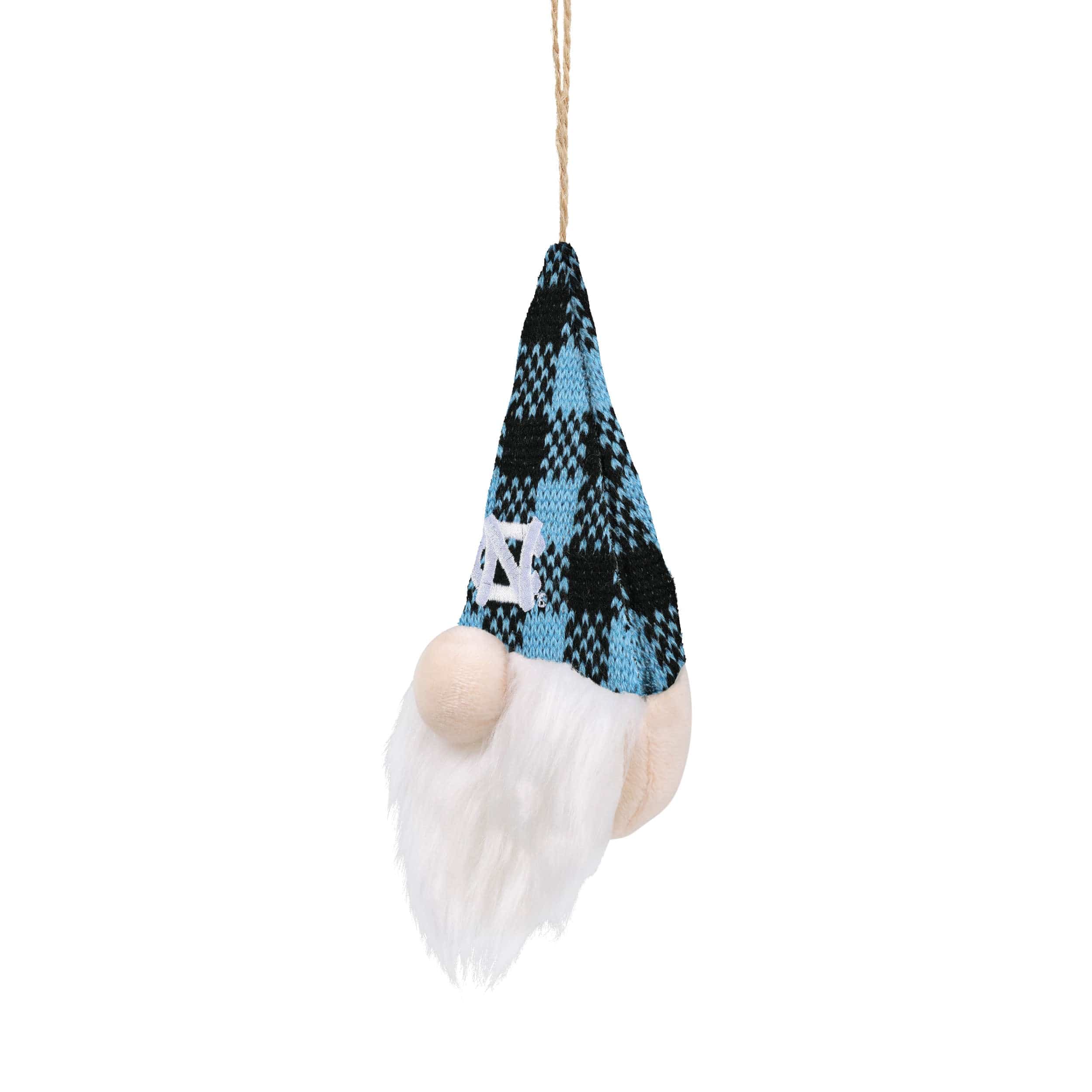 North Carolina Tar Heels NCAA Plaid Hat Plush Gnome Ornament - Image 2