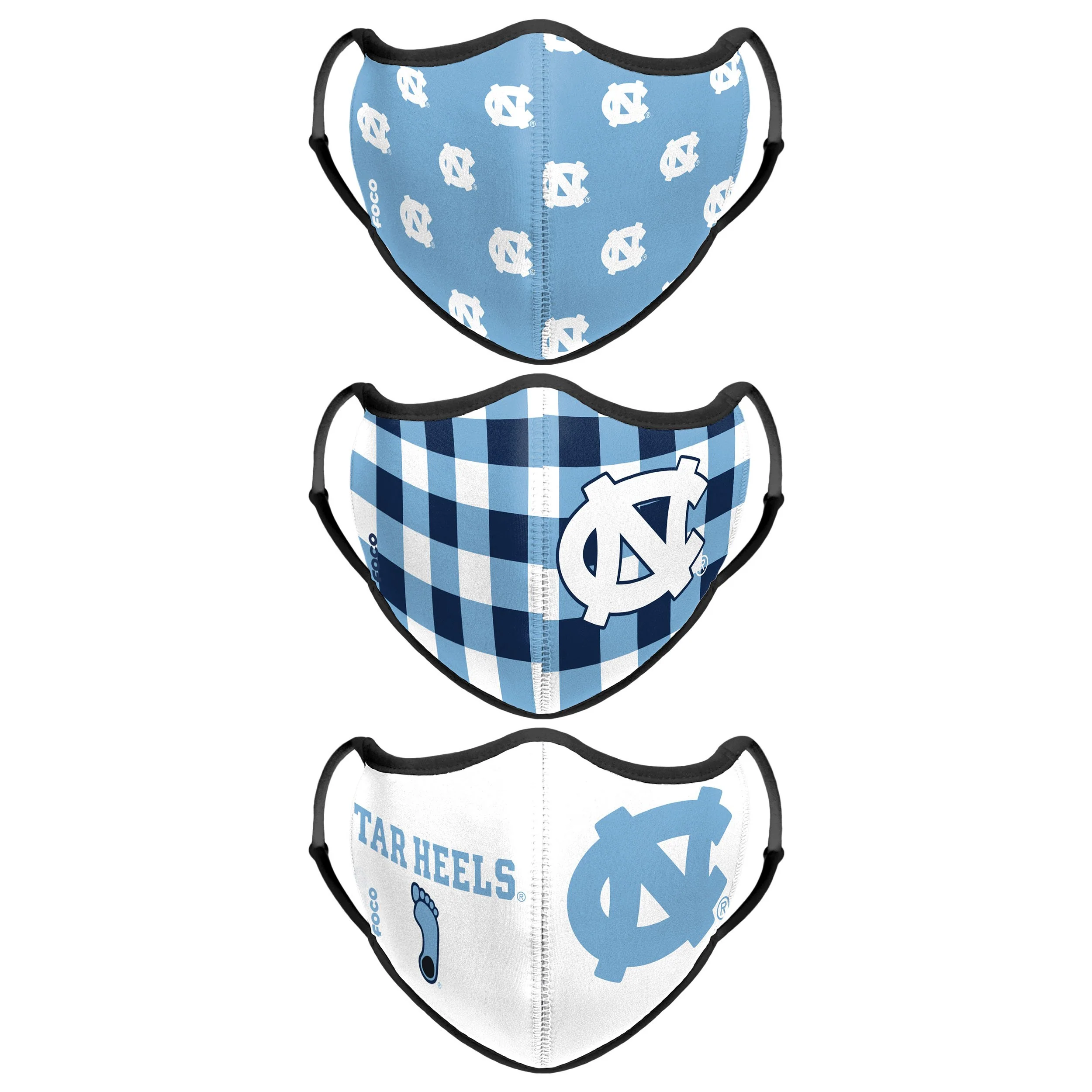 North Carolina Tar Heels NCAA Thematic Sport 3 Pack Face Cover