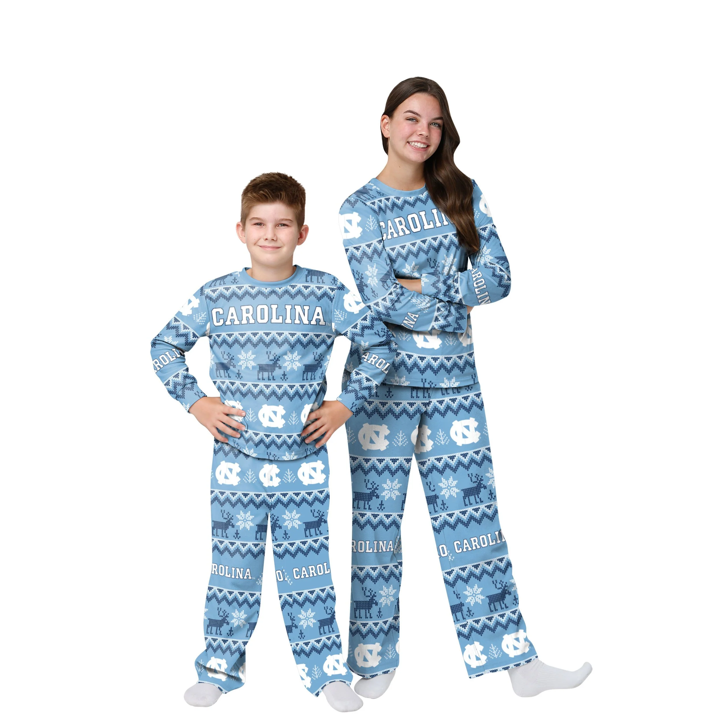 North Carolina Tar Heels NCAA Ugly Pattern Family Holiday Pajamas - Image 4