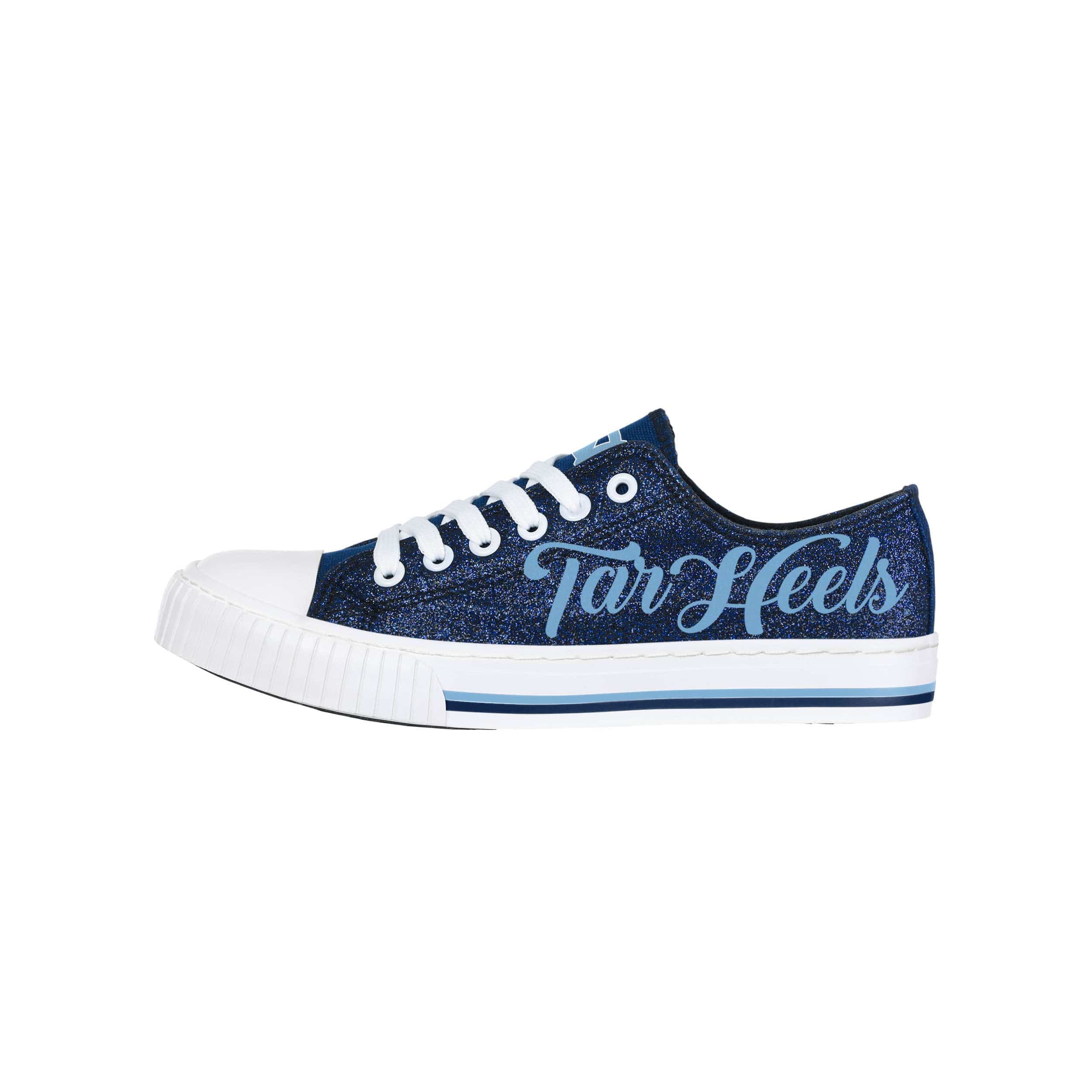 North Carolina Tar Heels NCAA Womens Color Glitter Low Top Canvas Shoes - Image 2