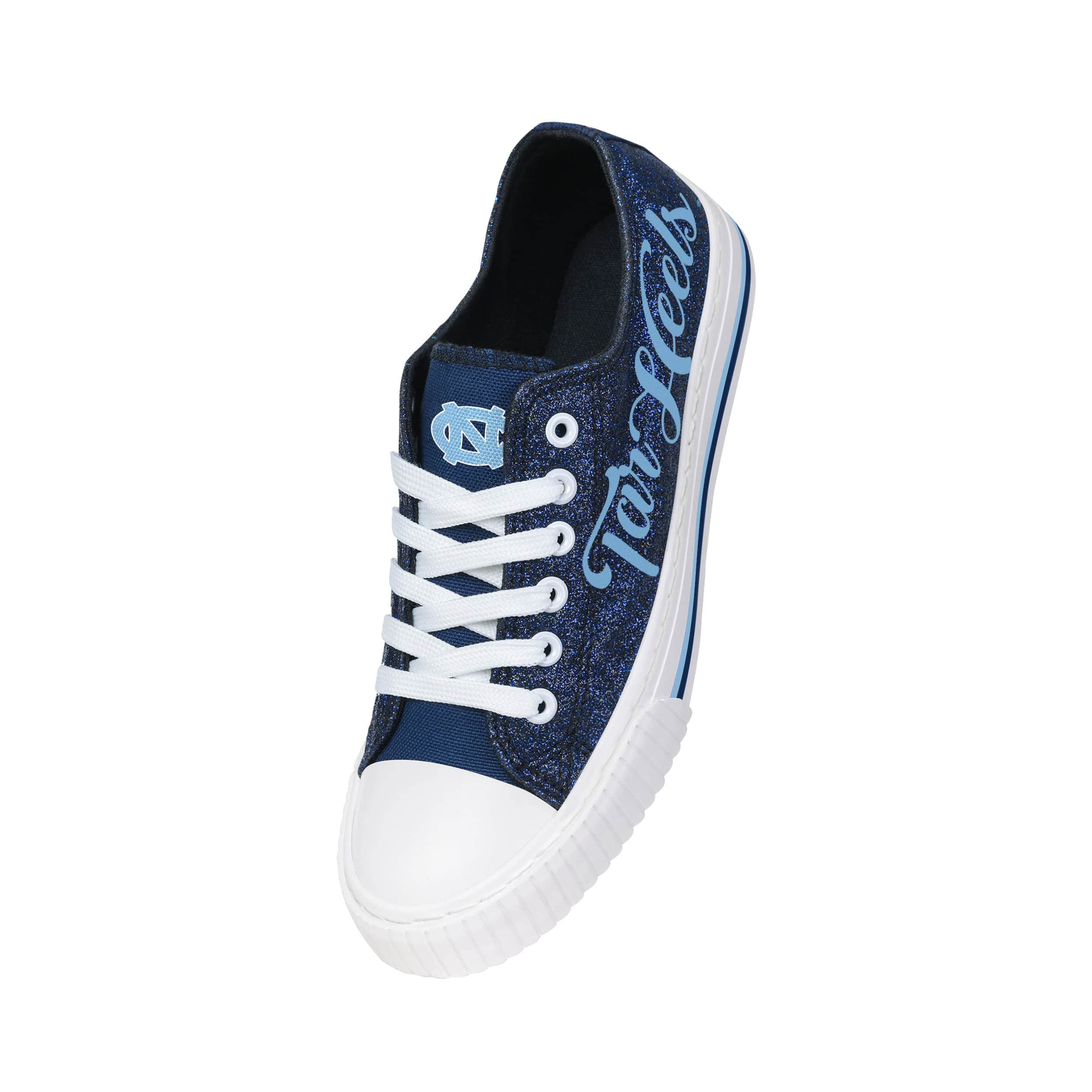 North Carolina Tar Heels NCAA Womens Color Glitter Low Top Canvas Shoes - Image 3