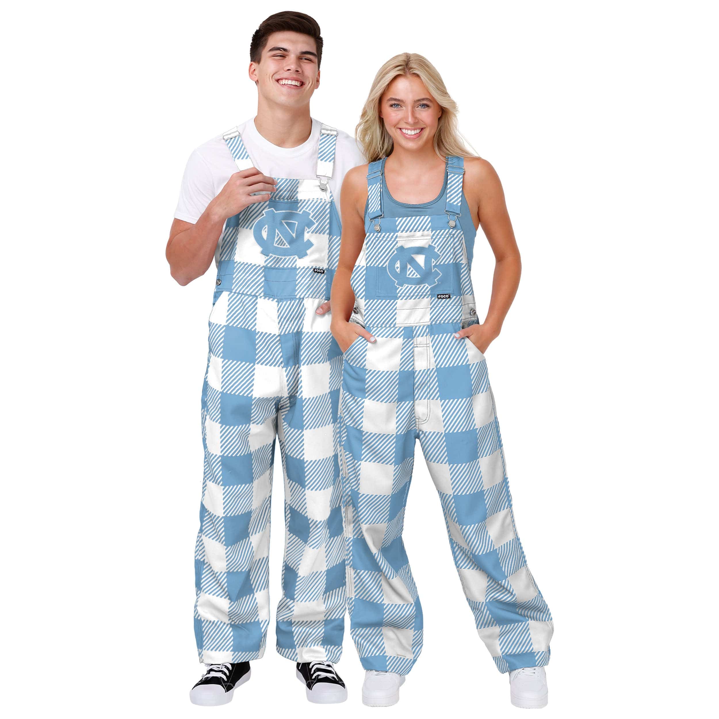 North Carolina Tar Heels NCAA Womens Plaid Bib Overalls - Image 3