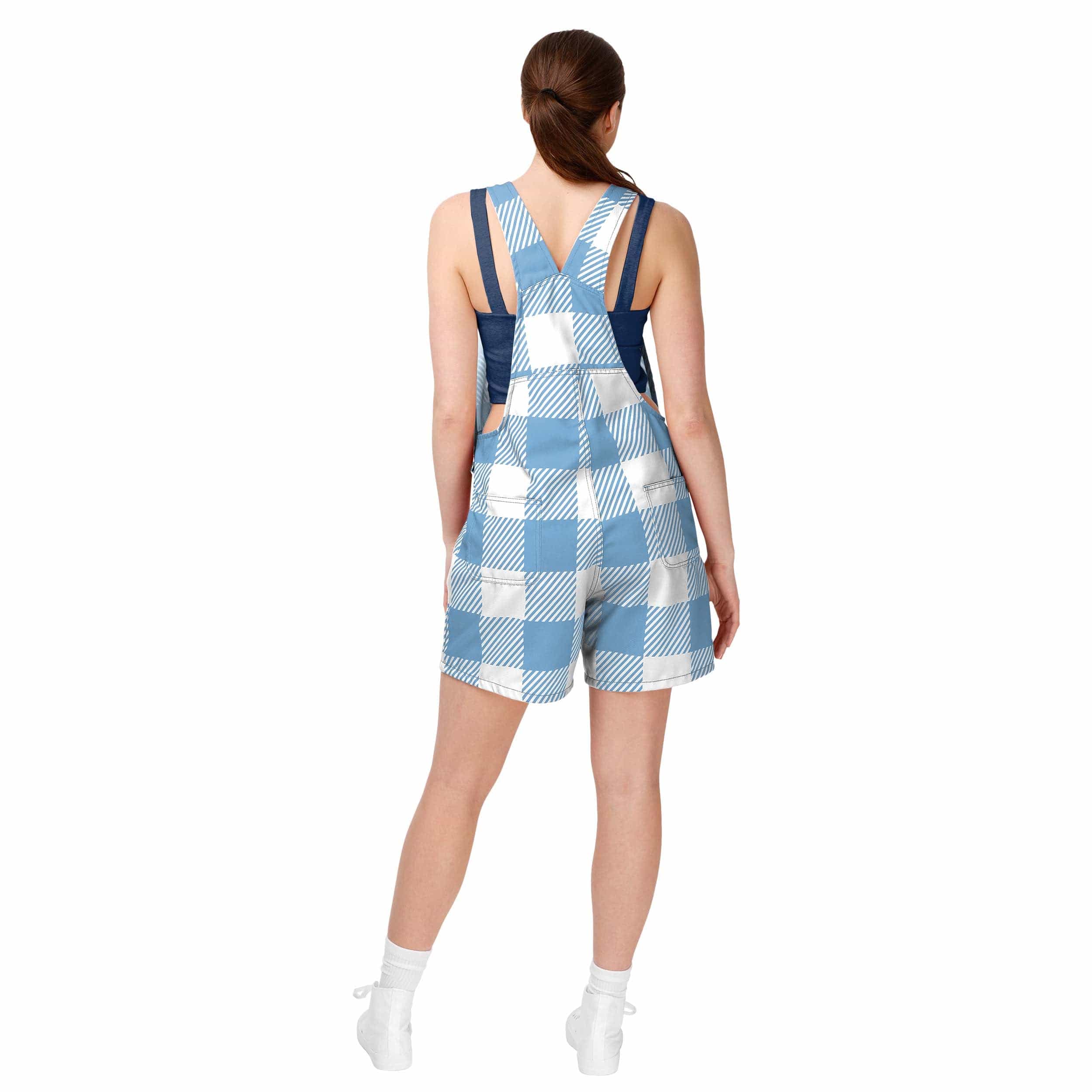North Carolina Tar Heels NCAA Womens Plaid Bib Shortalls - Image 2