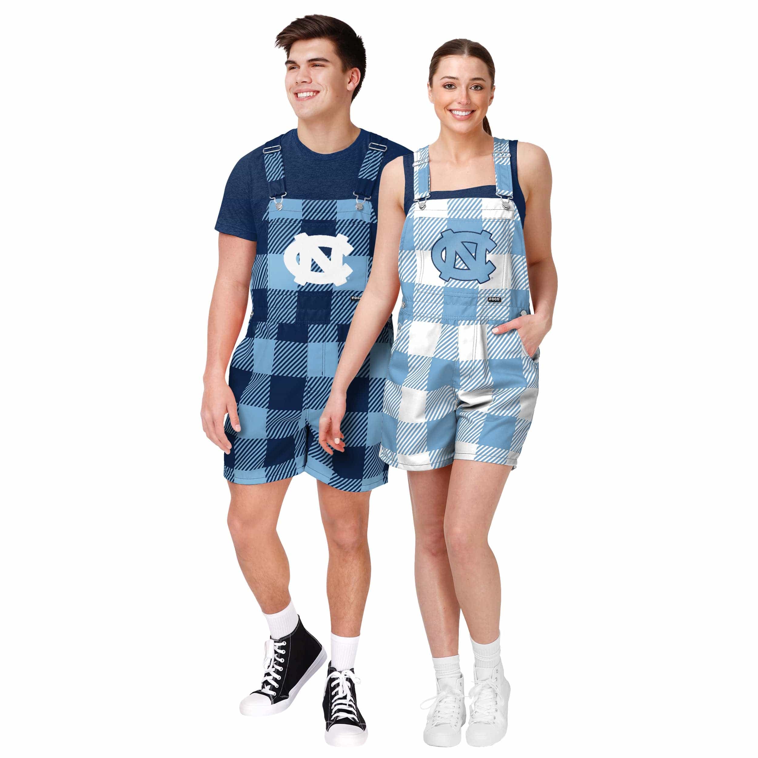 North Carolina Tar Heels NCAA Womens Plaid Bib Shortalls - Image 3
