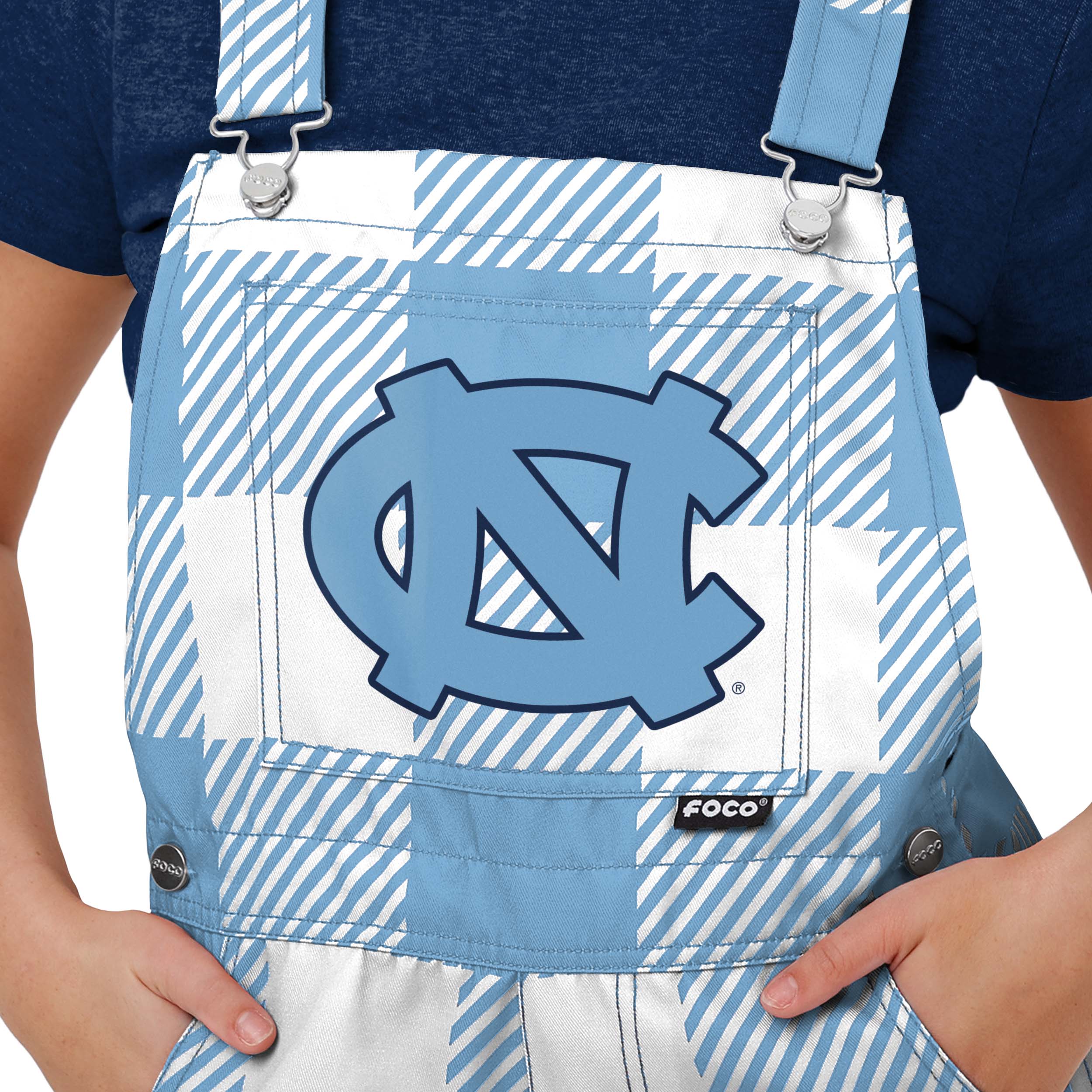 North Carolina Tar Heels NCAA Womens Plaid Bib Shortalls - Image 4