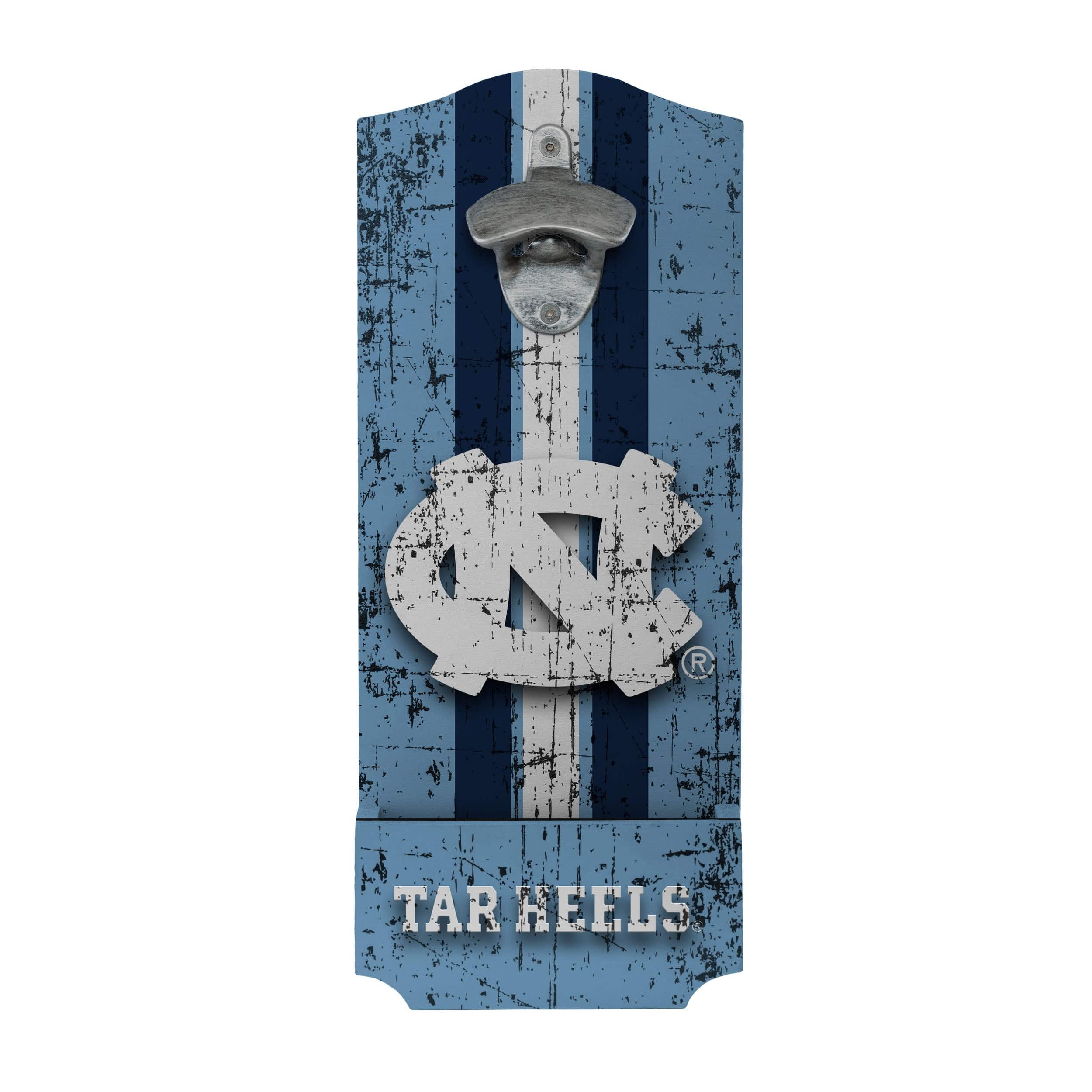 North Carolina Tar Heels NCAA Wooden Bottle Cap Opener Sign - Image 2