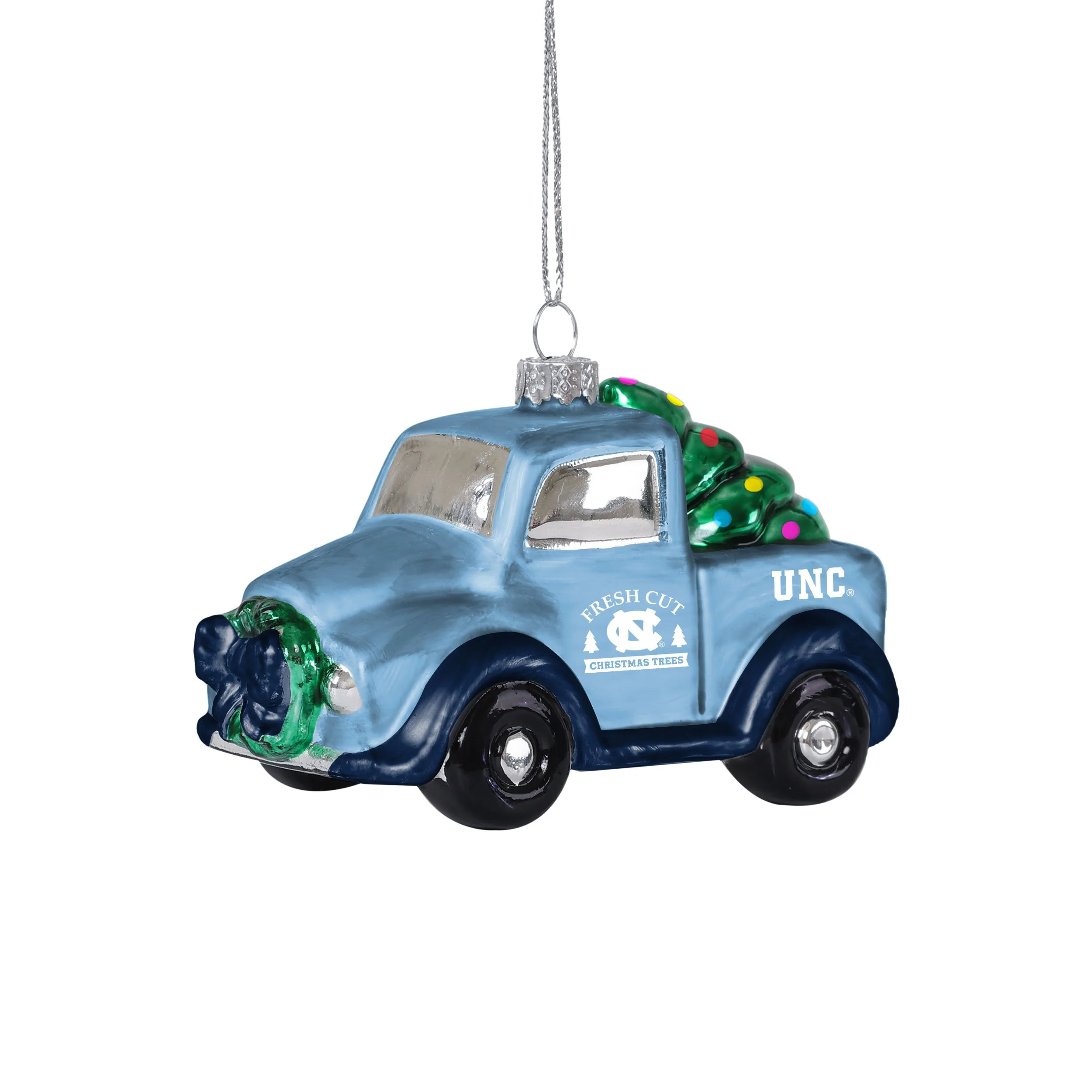 North Carolina Tar NCAA Blown Glass Truck Ornament - Image 2
