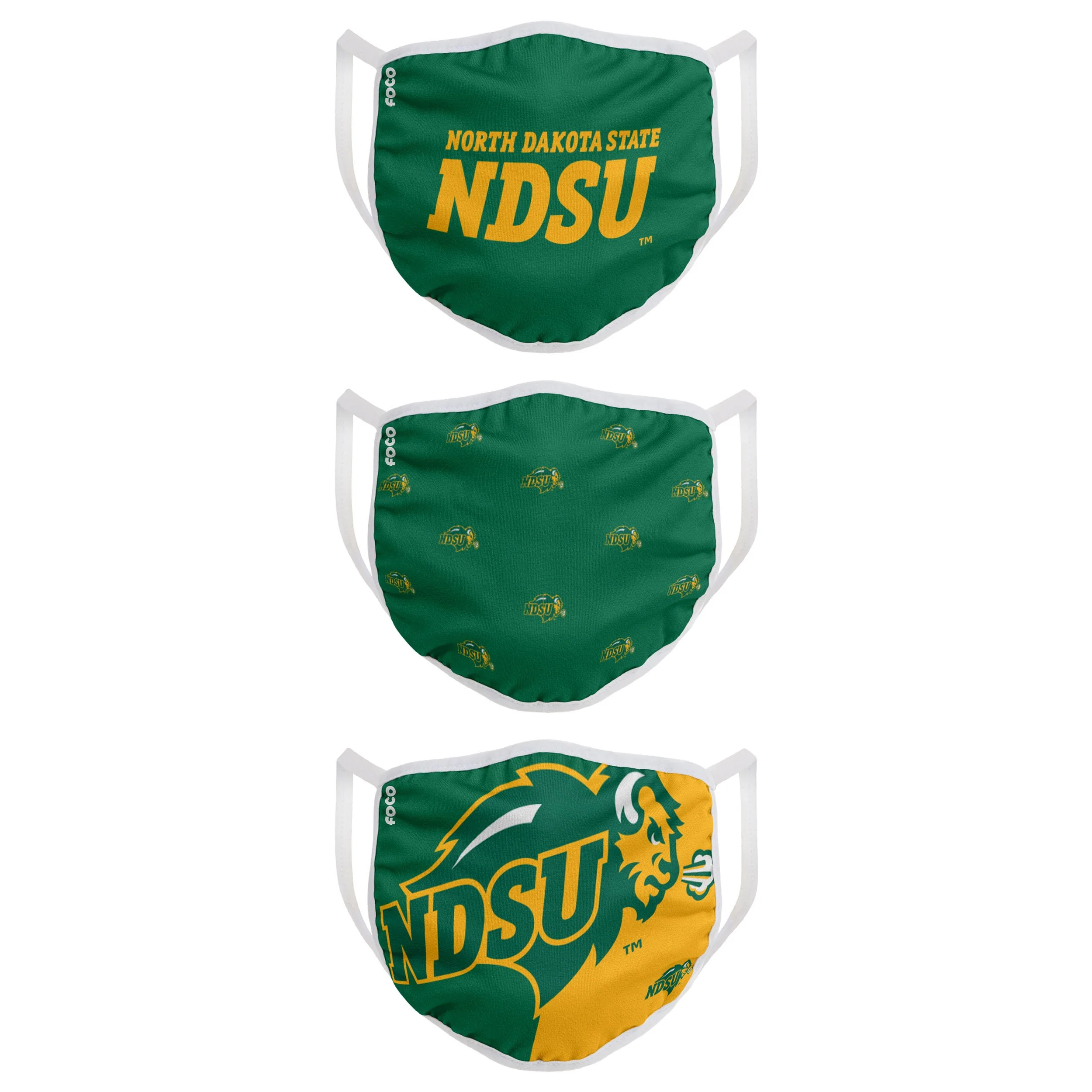 North Dakota State Bison NCAA 3 Pack Face Cover - Image 2
