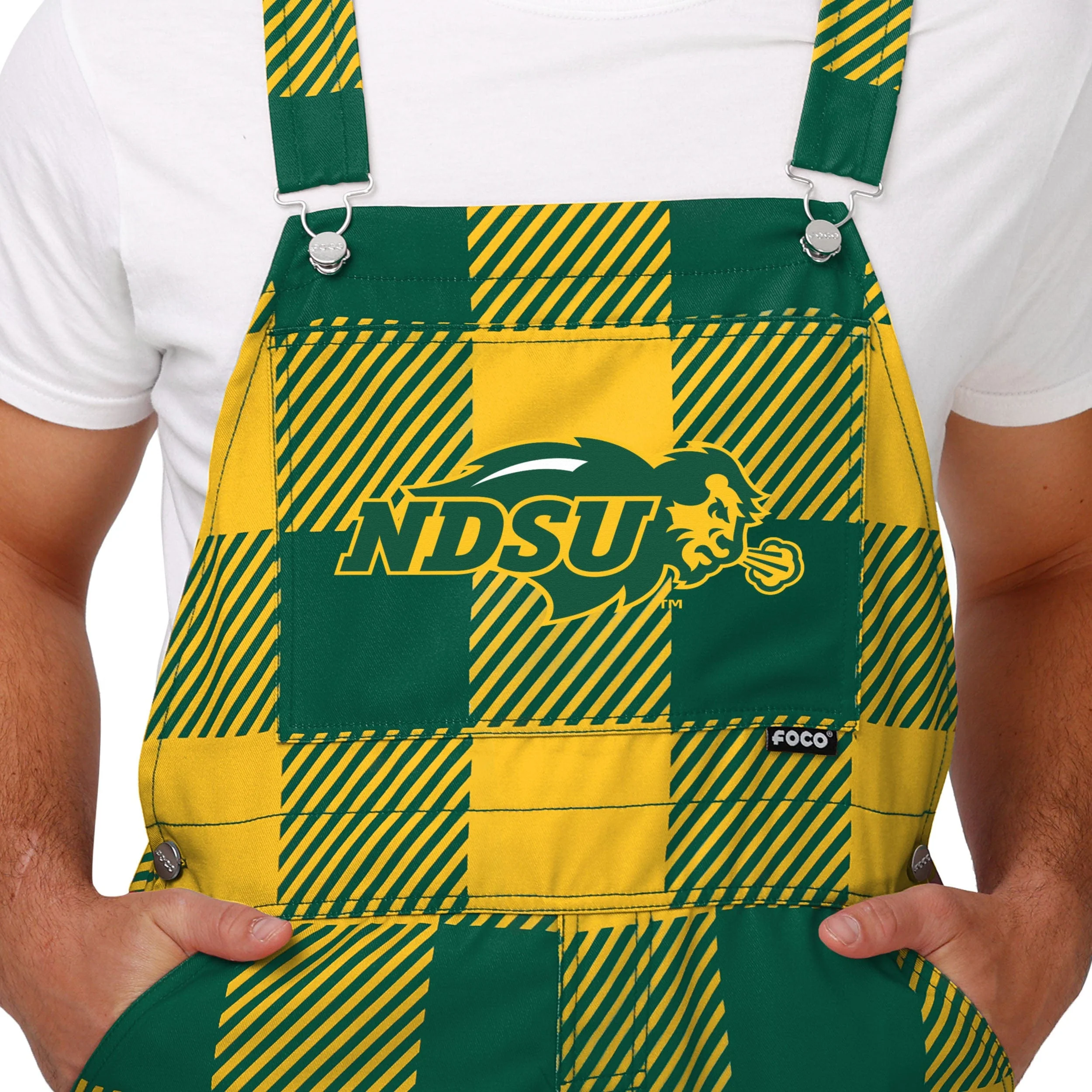 North Dakota State Bison NCAA Mens Plaid Bib Overalls - Image 4