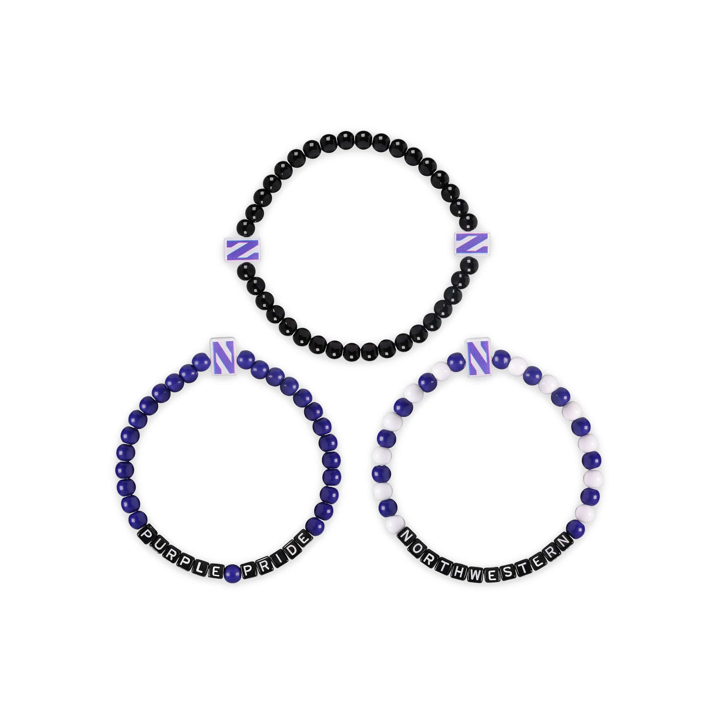 Northwestern Wildcats NCAA 3 Pack Beaded Friendship Bracelet - Image 3