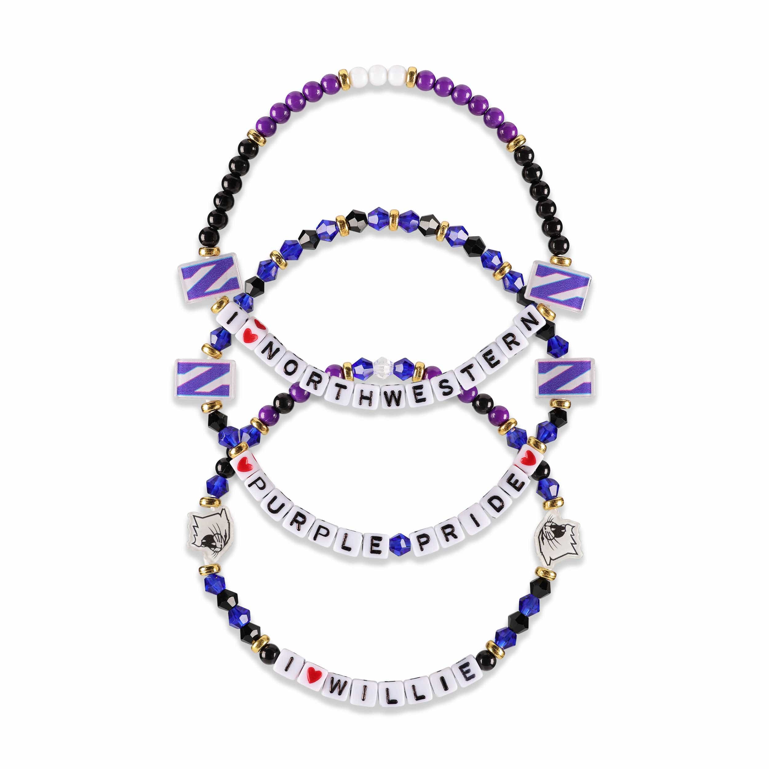 Northwestern Wildcats NCAA 3 Pack Friendship Bracelet