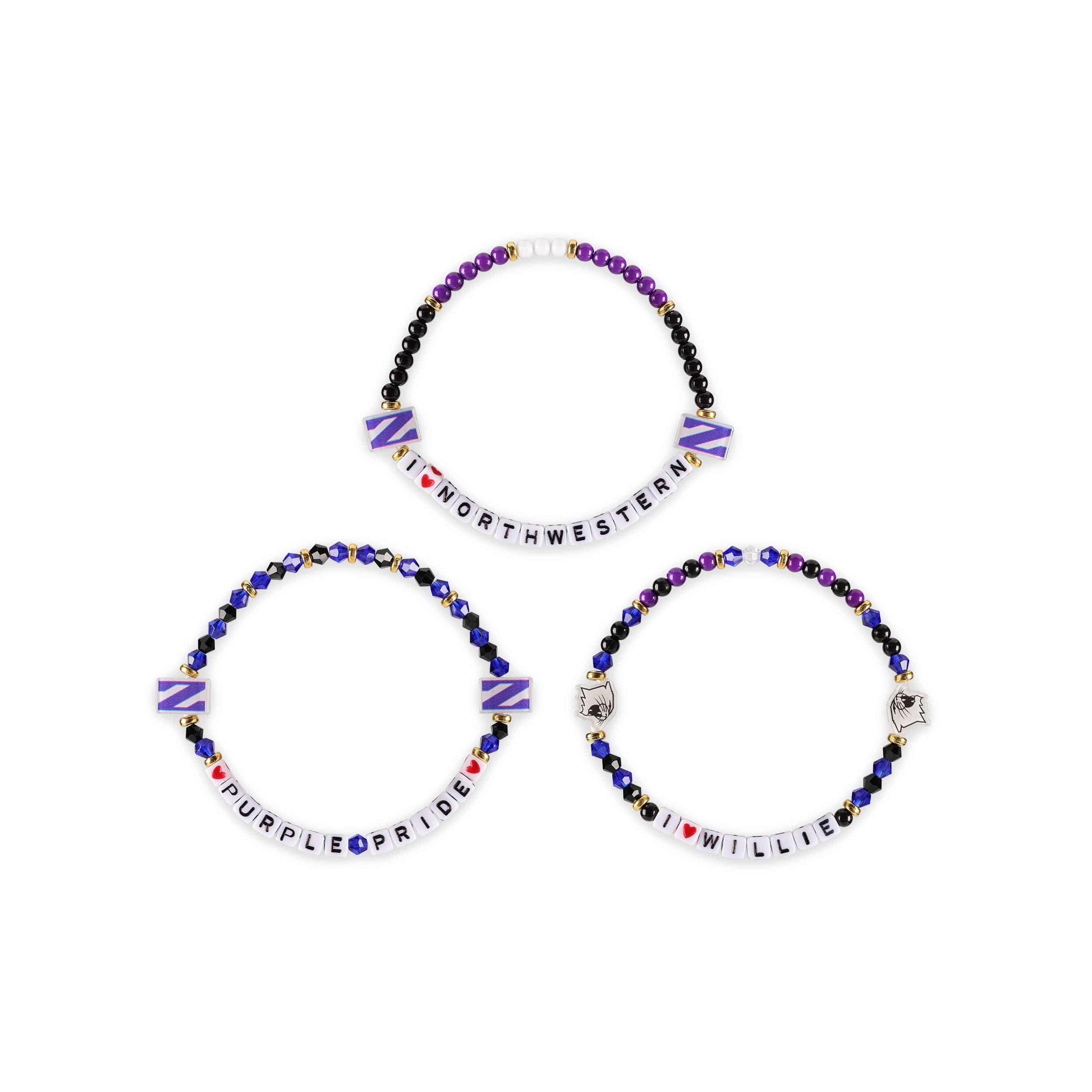 Northwestern Wildcats NCAA 3 Pack Friendship Bracelet - Image 3