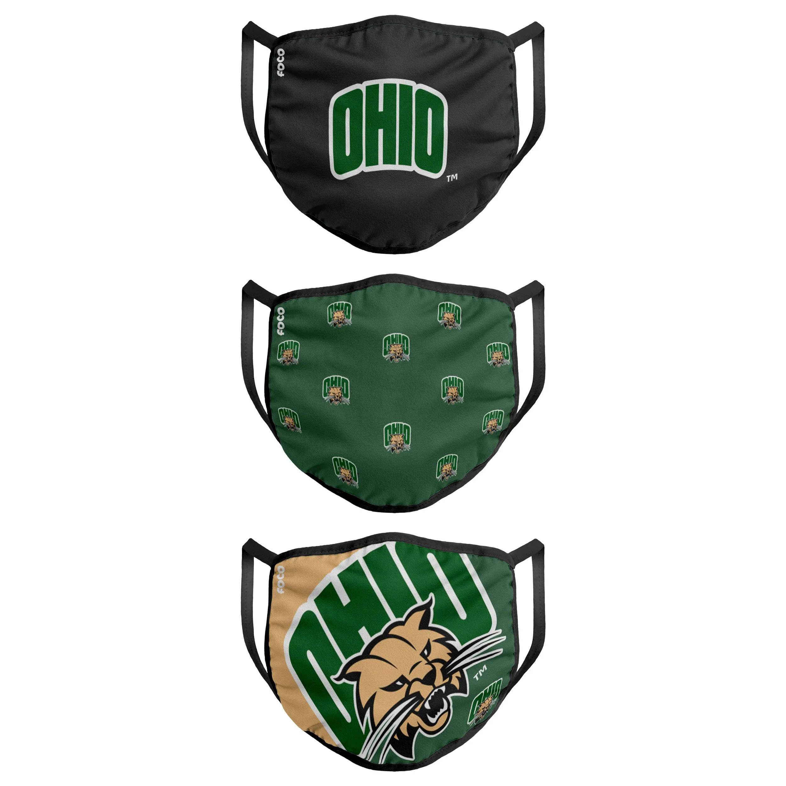 Ohio Bobcats NCAA 3 Pack Face Cover - Image 2