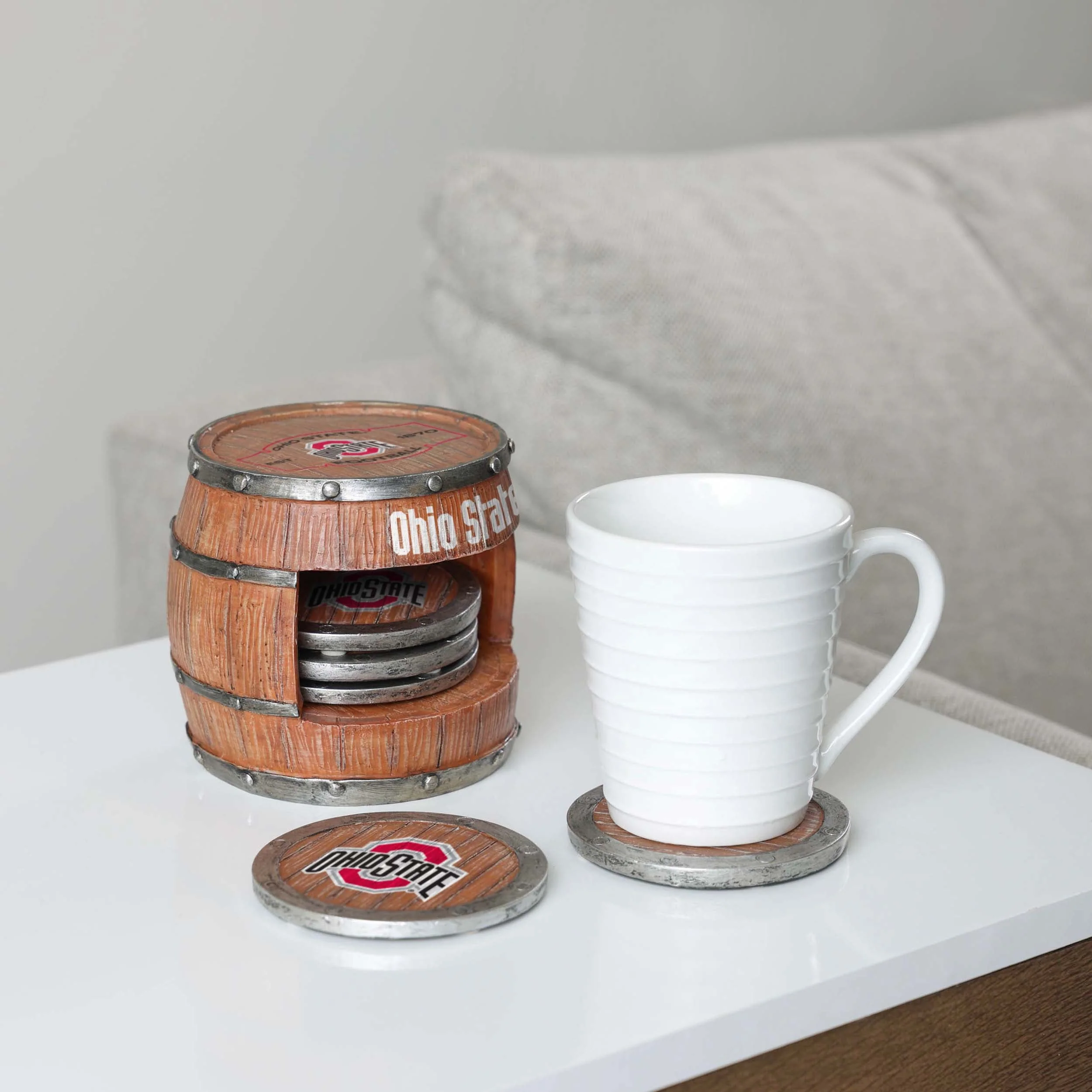 Ohio State Buckeyes NCAA 5 Pack Barrel Coaster Set - Image 2