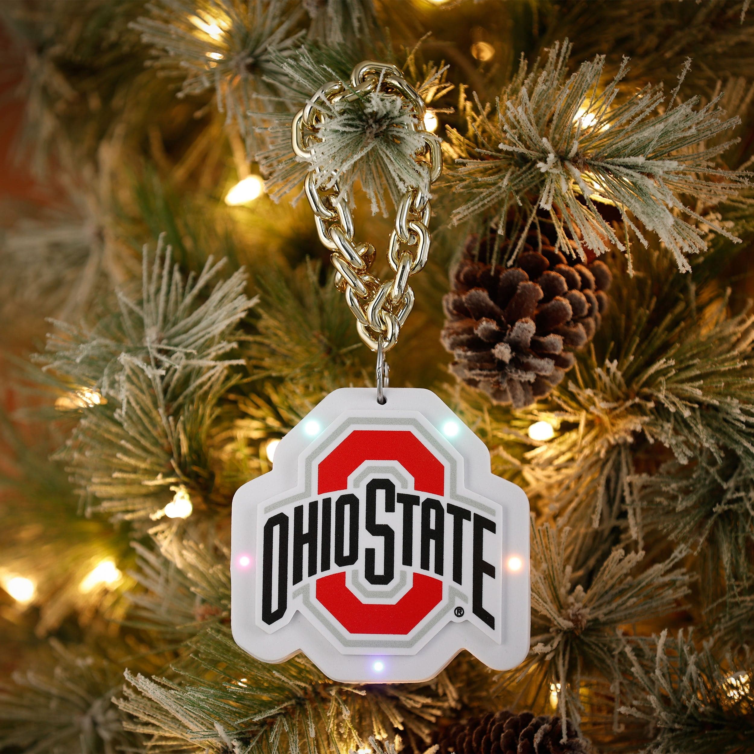 Ohio State Buckeyes NCAA Big Logo Light Up Chain Ornament - Image 3