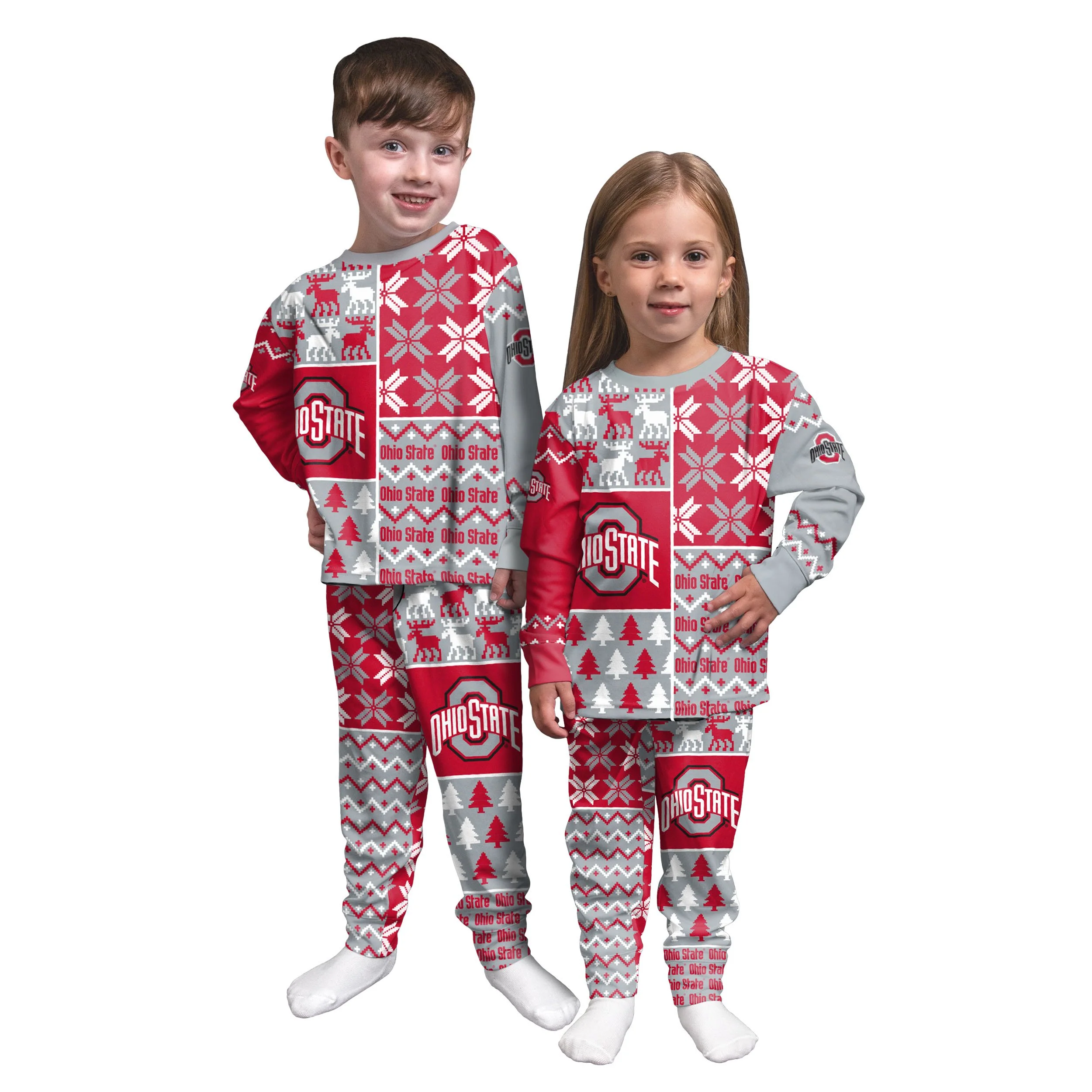 Ohio State Buckeyes NCAA Busy Block Family Holiday Pajamas - Image 3