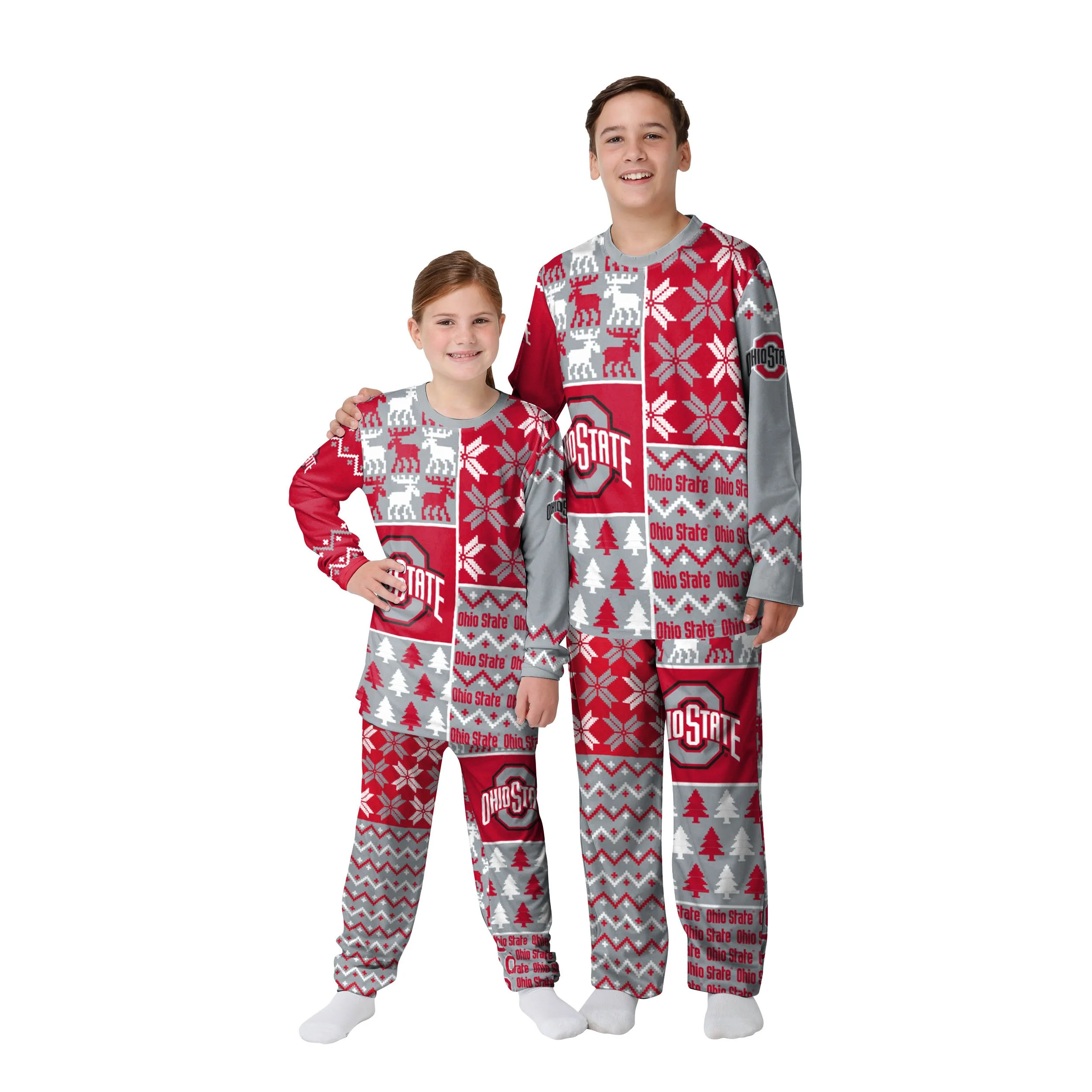 Ohio State Buckeyes NCAA Busy Block Family Holiday Pajamas - Image 4