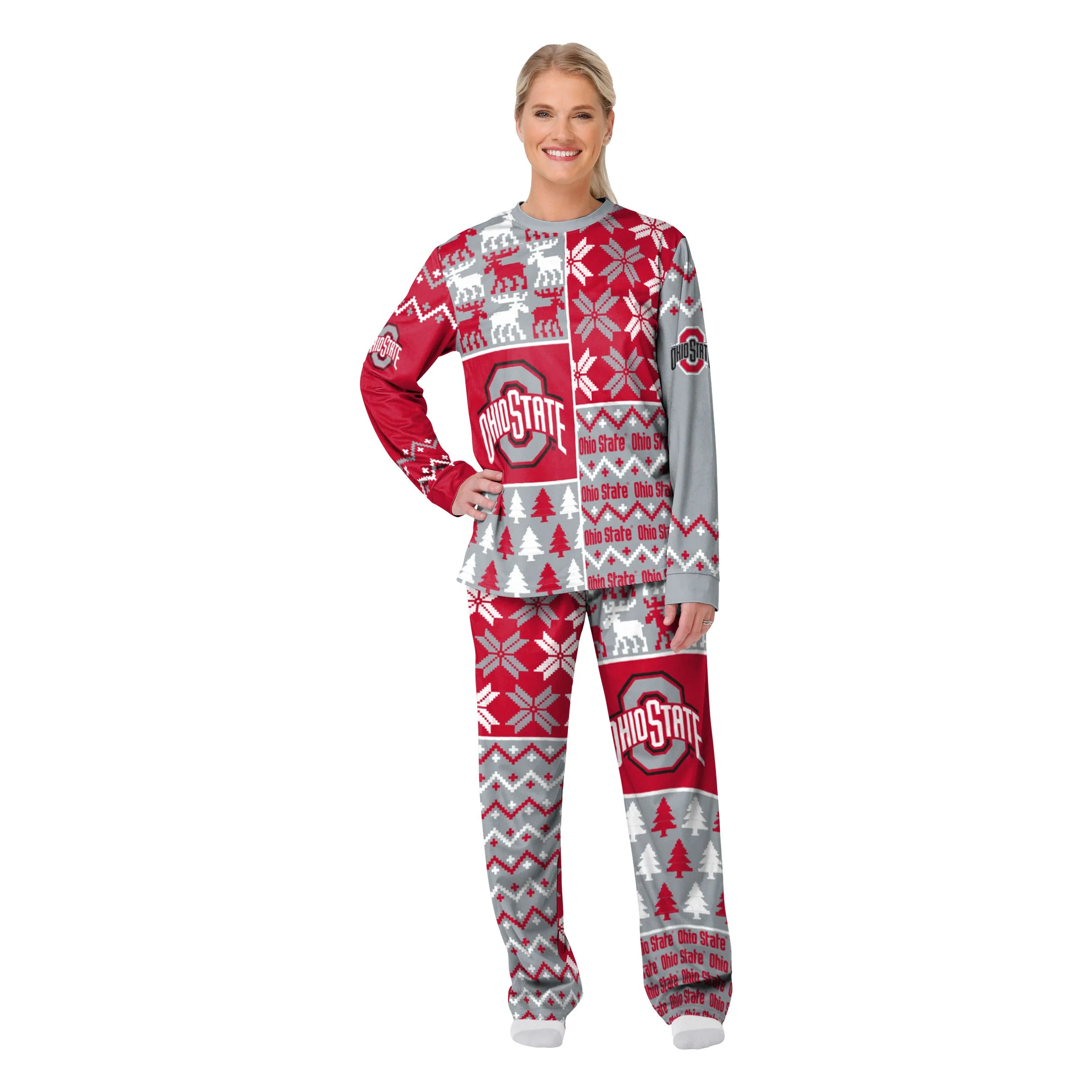Ohio State Buckeyes NCAA Busy Block Family Holiday Pajamas - Image 5