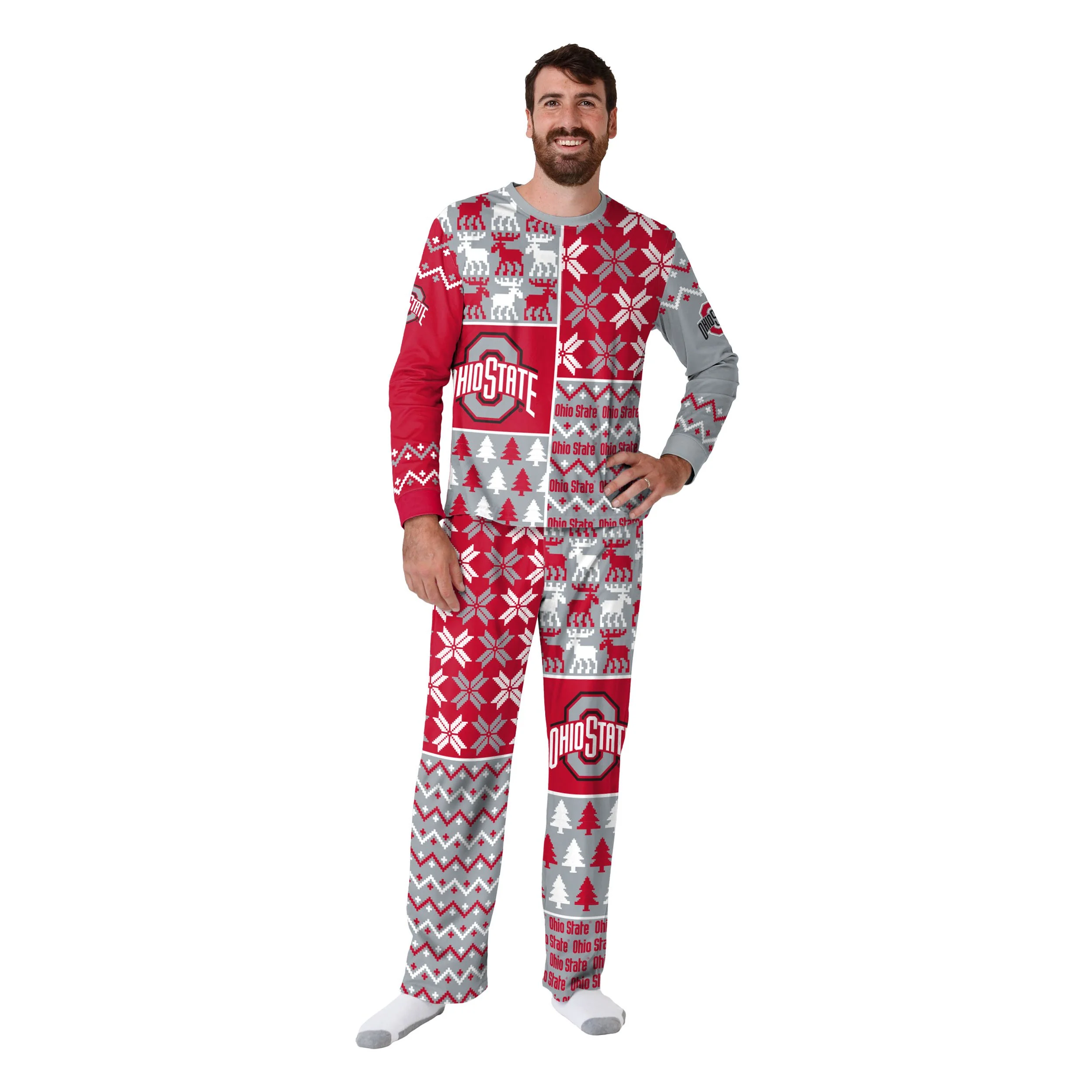 Ohio State Buckeyes NCAA Busy Block Family Holiday Pajamas - Image 6