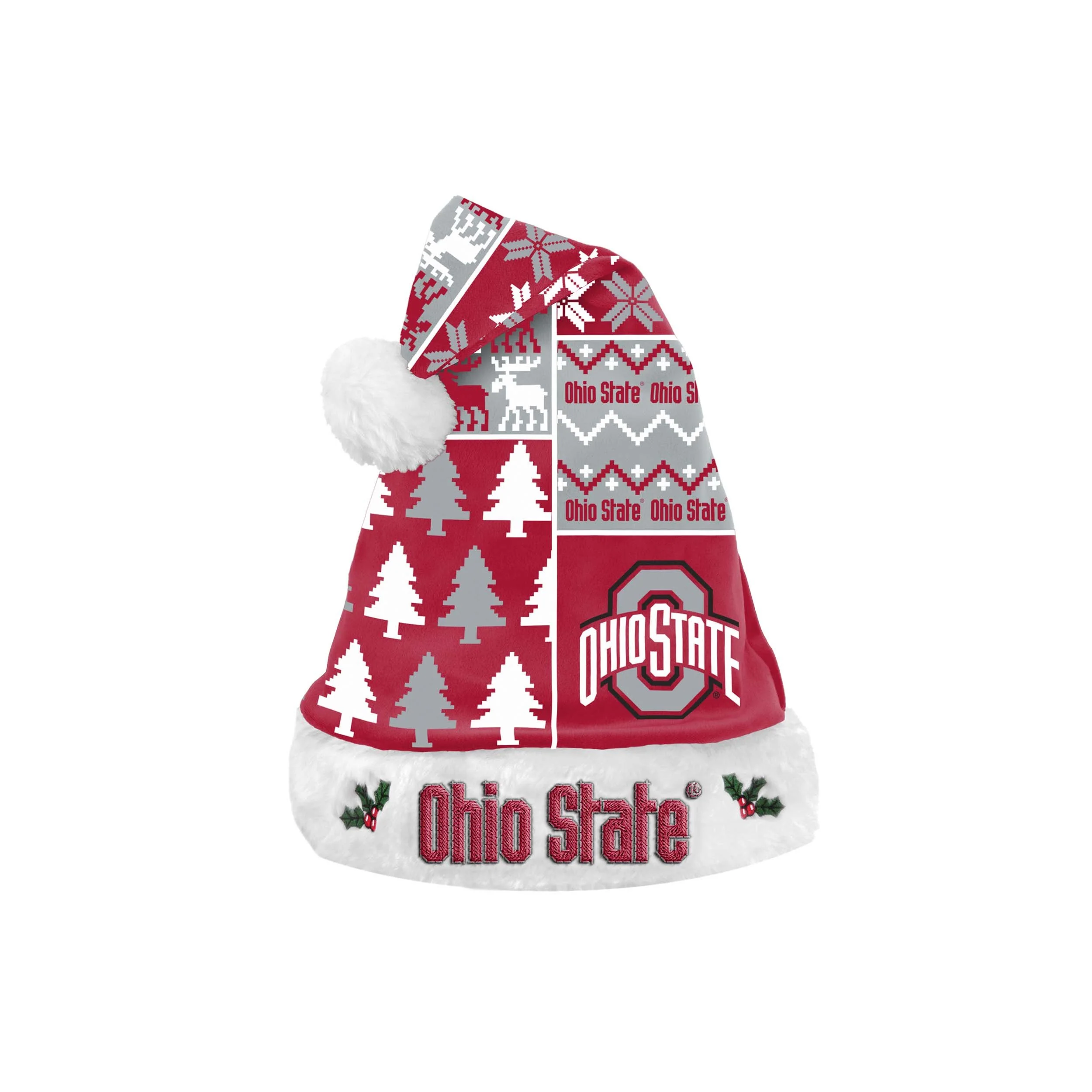 Ohio State Buckeyes NCAA Busy Block Family Holiday Santa Hat