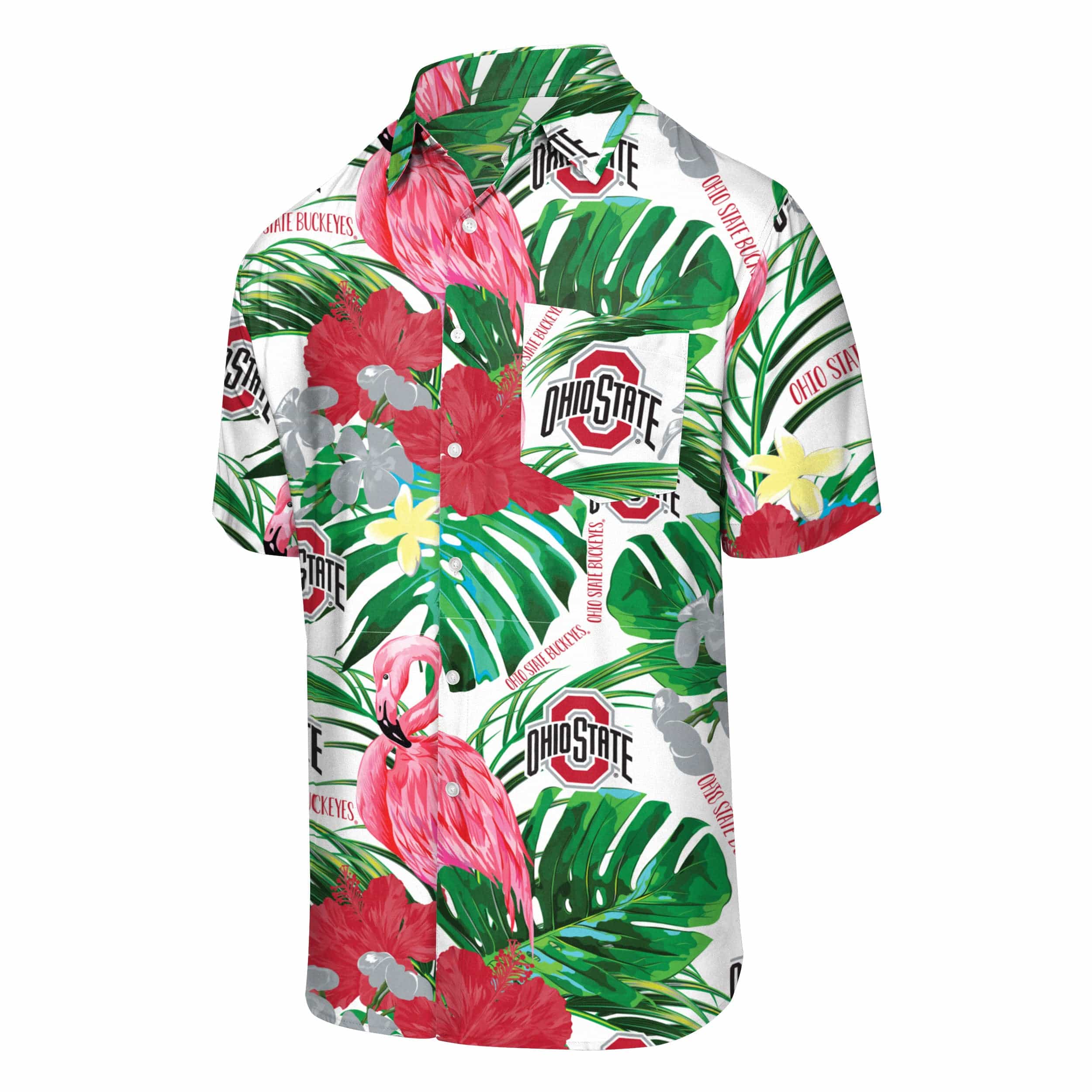Ohio State Buckeyes NCAA Mens Flamingo Button Up Shirt - Image 4