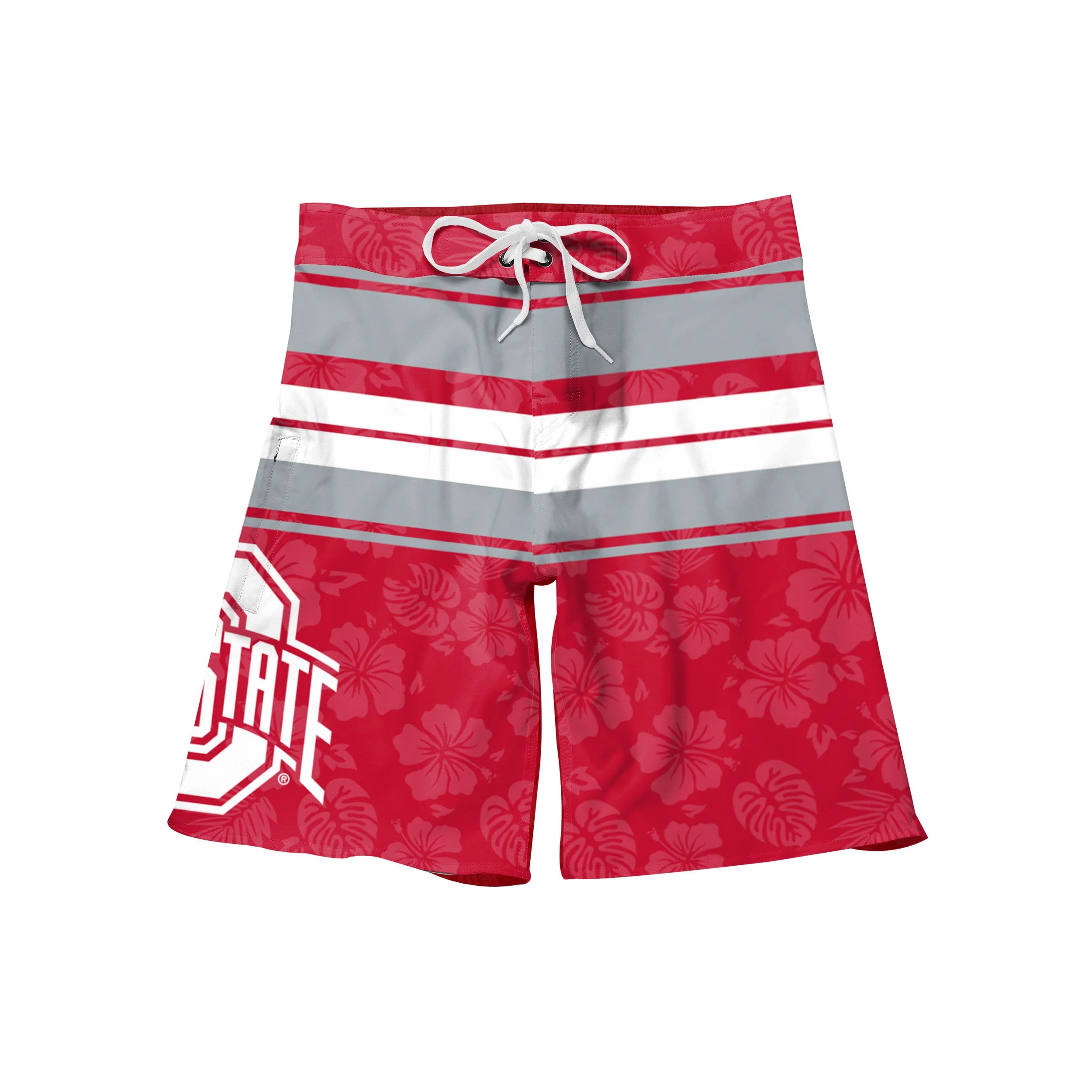 Ohio State Buckeyes NCAA Mens Hibiscus Boardwalk Stripe Boardshorts - Image 4
