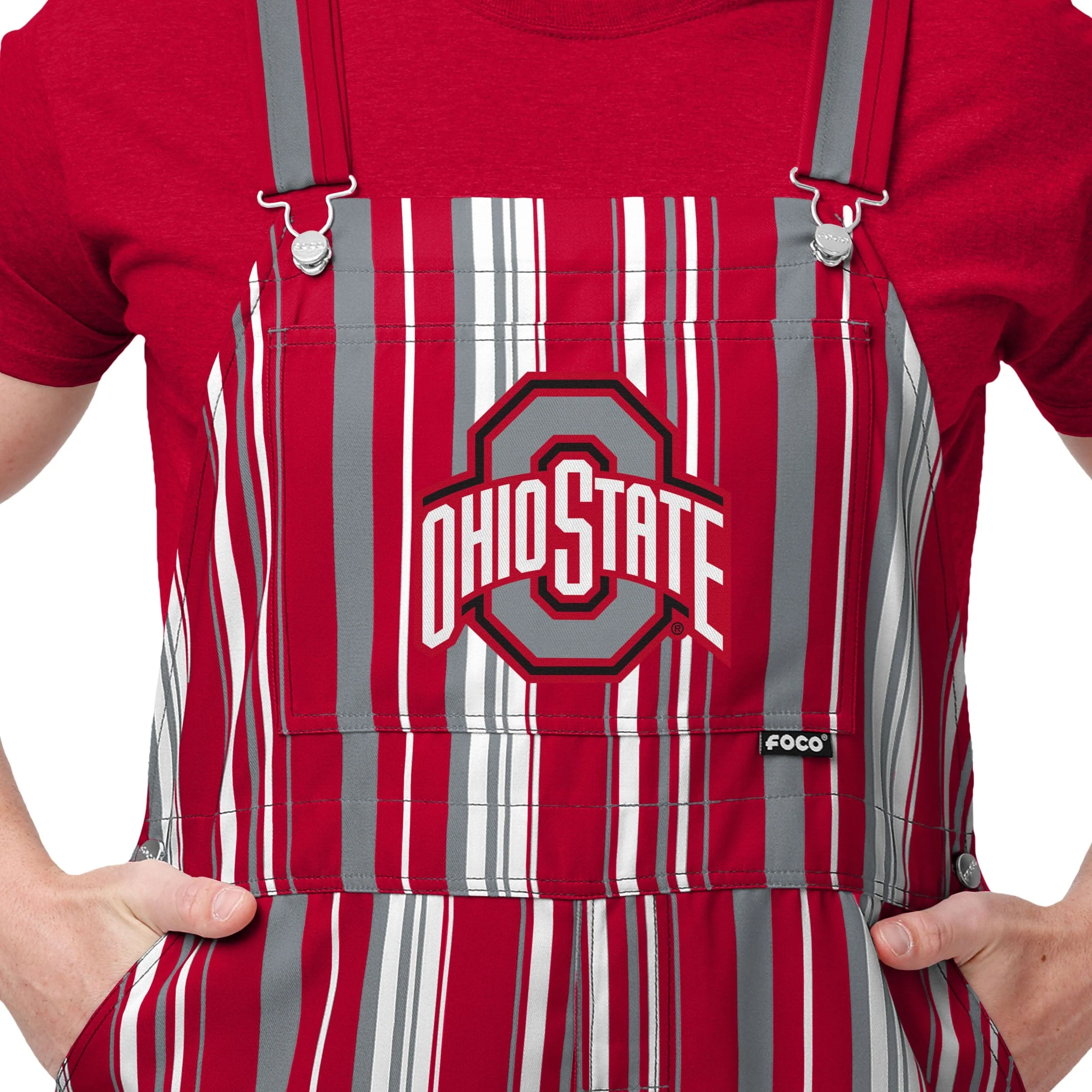 Ohio State Buckeyes NCAA Mens Hyper Stripe Bib Overalls - Image 4