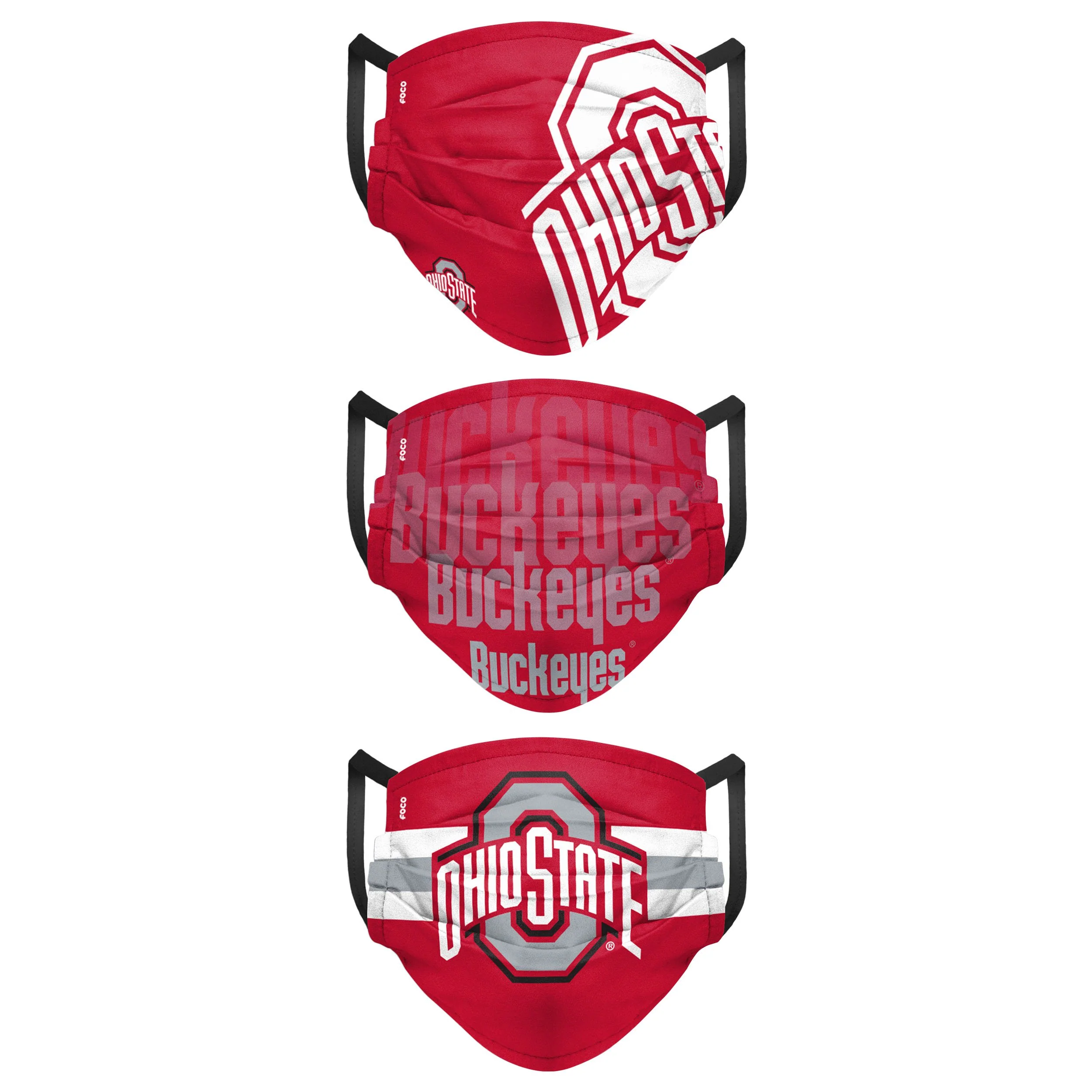 Ohio State Buckeyes NCAA Mens Matchday 3 Pack Face Cover - Image 2