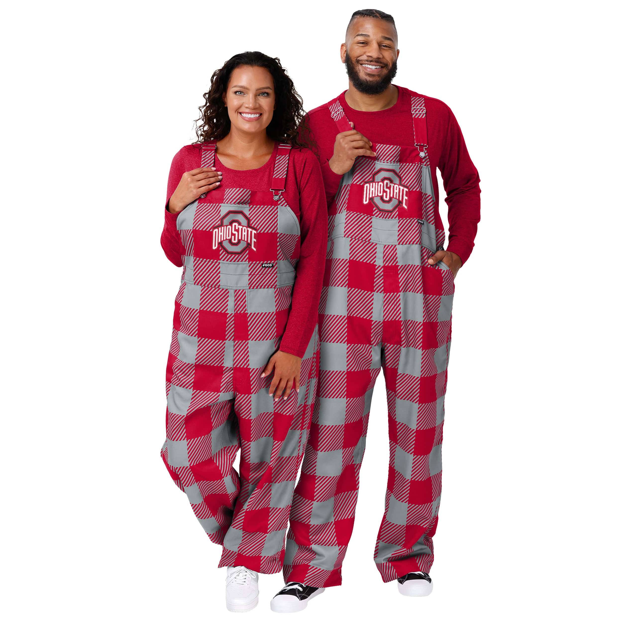 Ohio State Buckeyes NCAA Mens Plaid Bib Overalls - Image 3