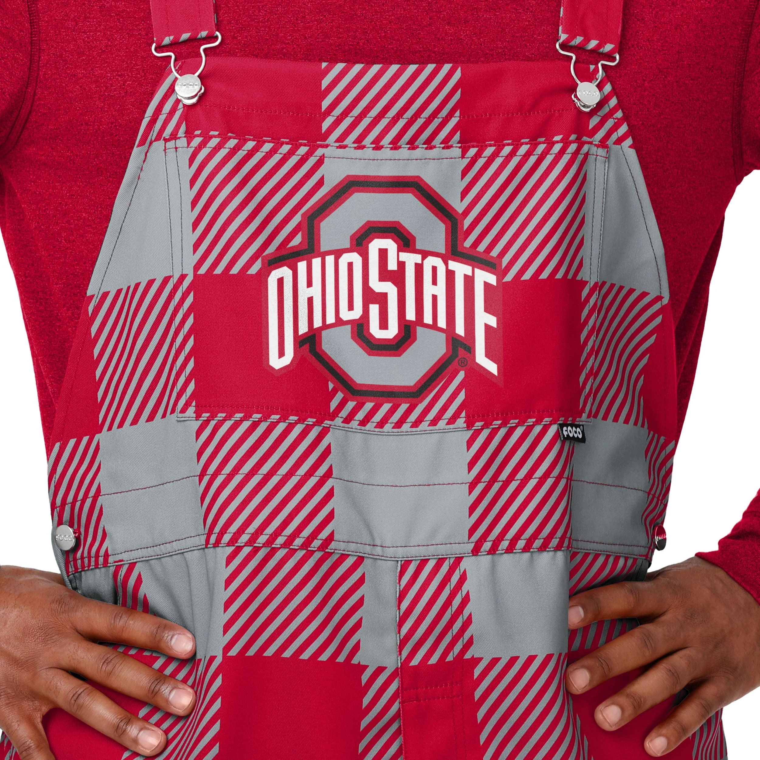 Ohio State Buckeyes NCAA Mens Plaid Bib Overalls - Image 4