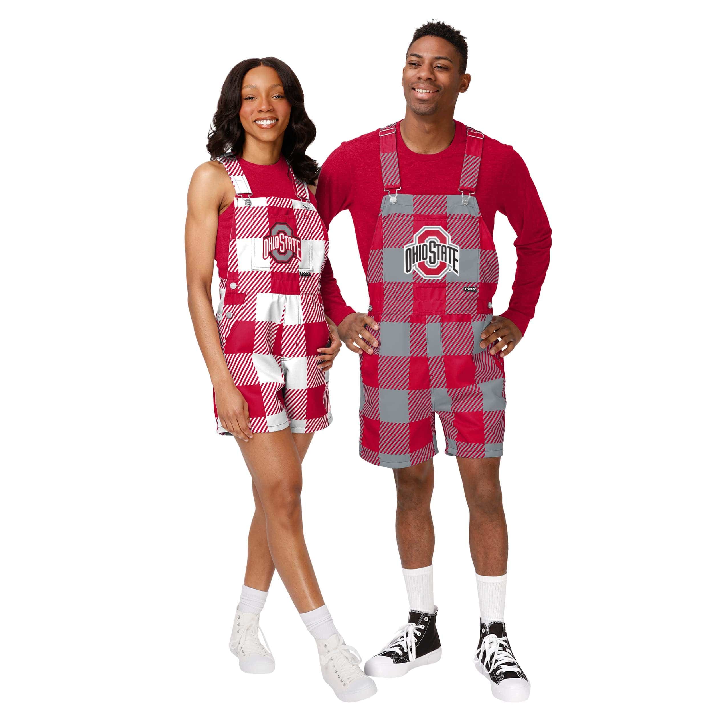Ohio State Buckeyes NCAA Mens Plaid Bib Shortalls - Image 3