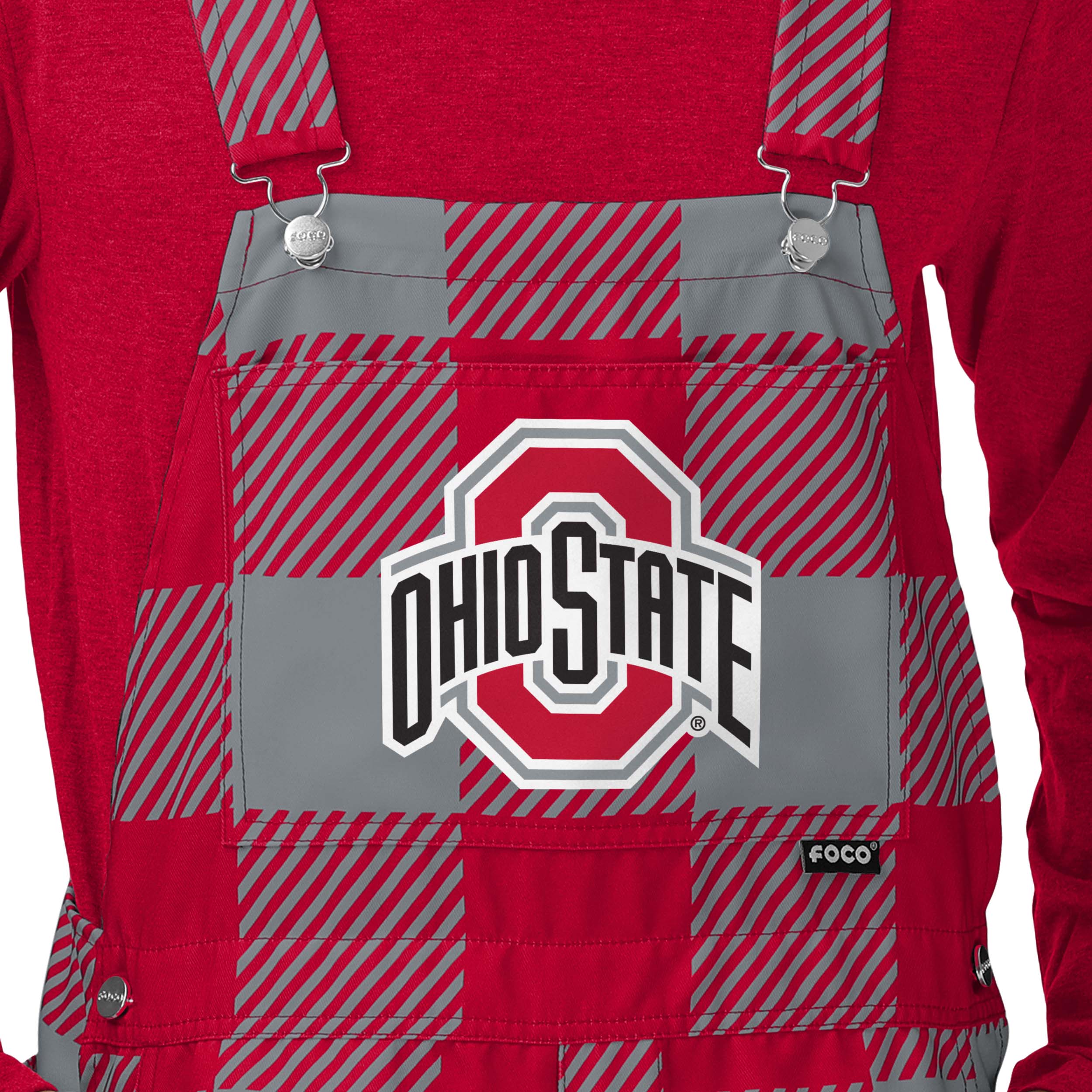 Ohio State Buckeyes NCAA Mens Plaid Bib Shortalls - Image 4
