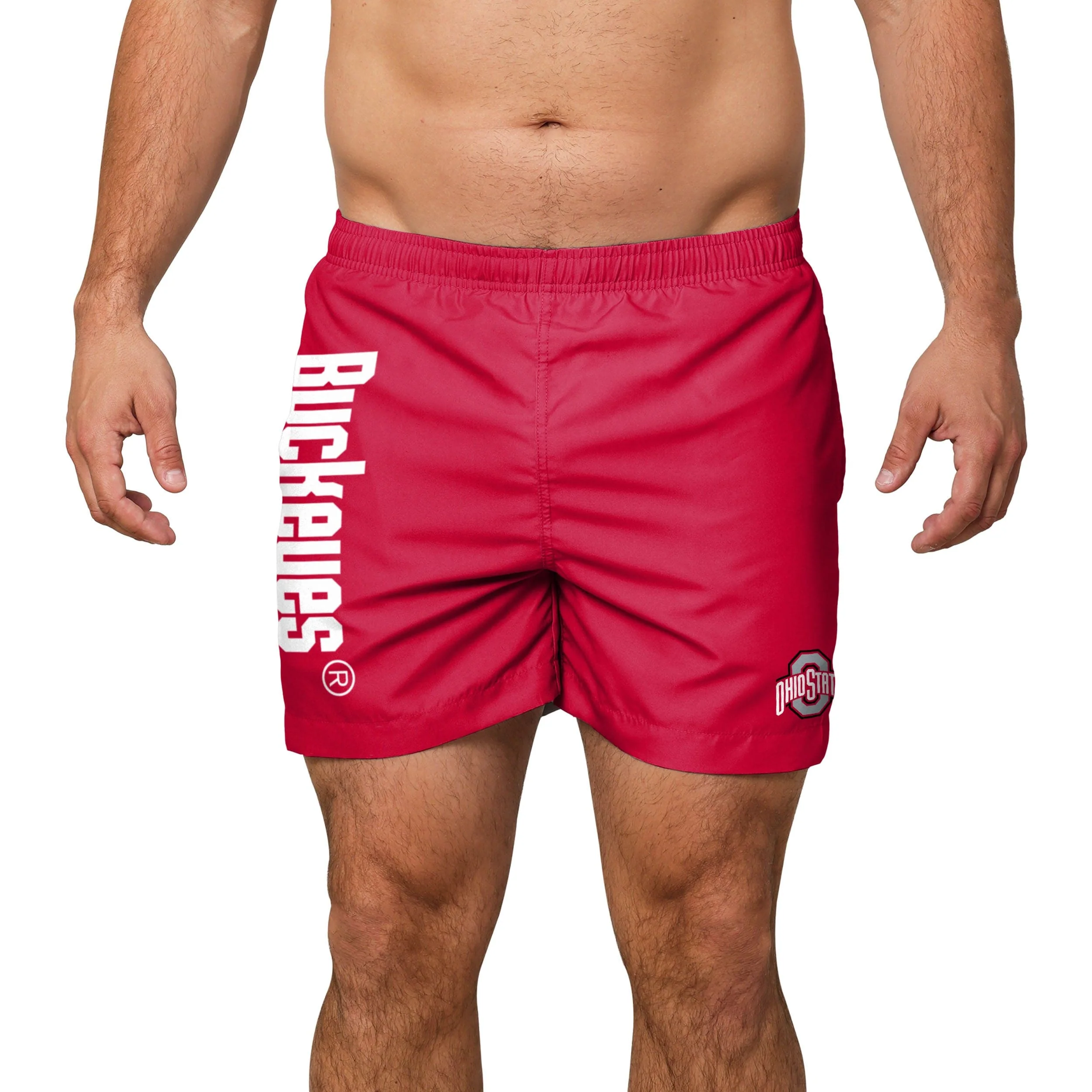 Ohio State Buckeyes NCAA Mens Solid Wordmark 5.5" Swimming Trunks - Image 2