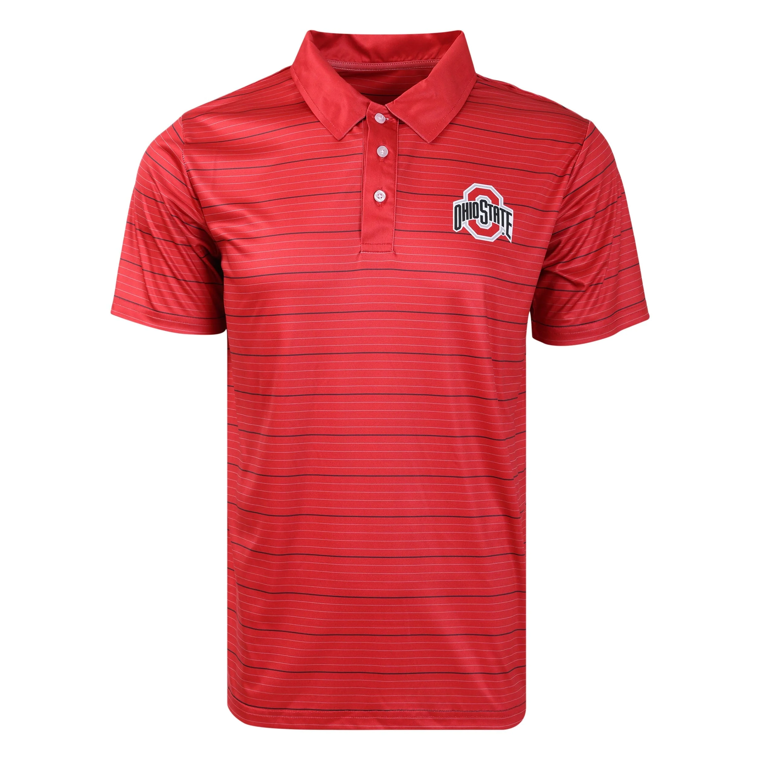 Ohio State Buckeyes NCAA Mens Striped Polyester Polo - Image 3