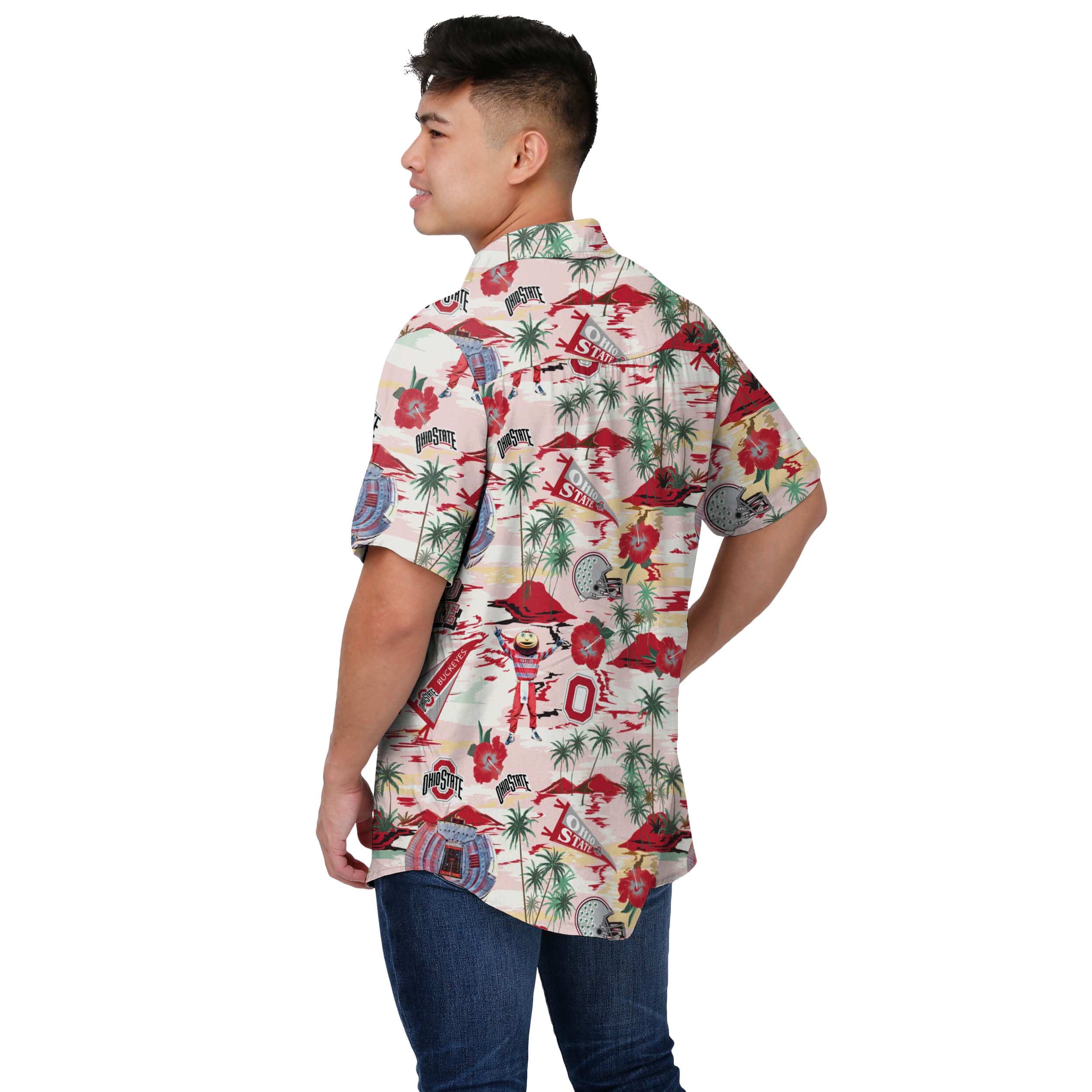 Ohio State Buckeyes NCAA Mens Thematic Stadium Print Button Up Shirt - Image 3