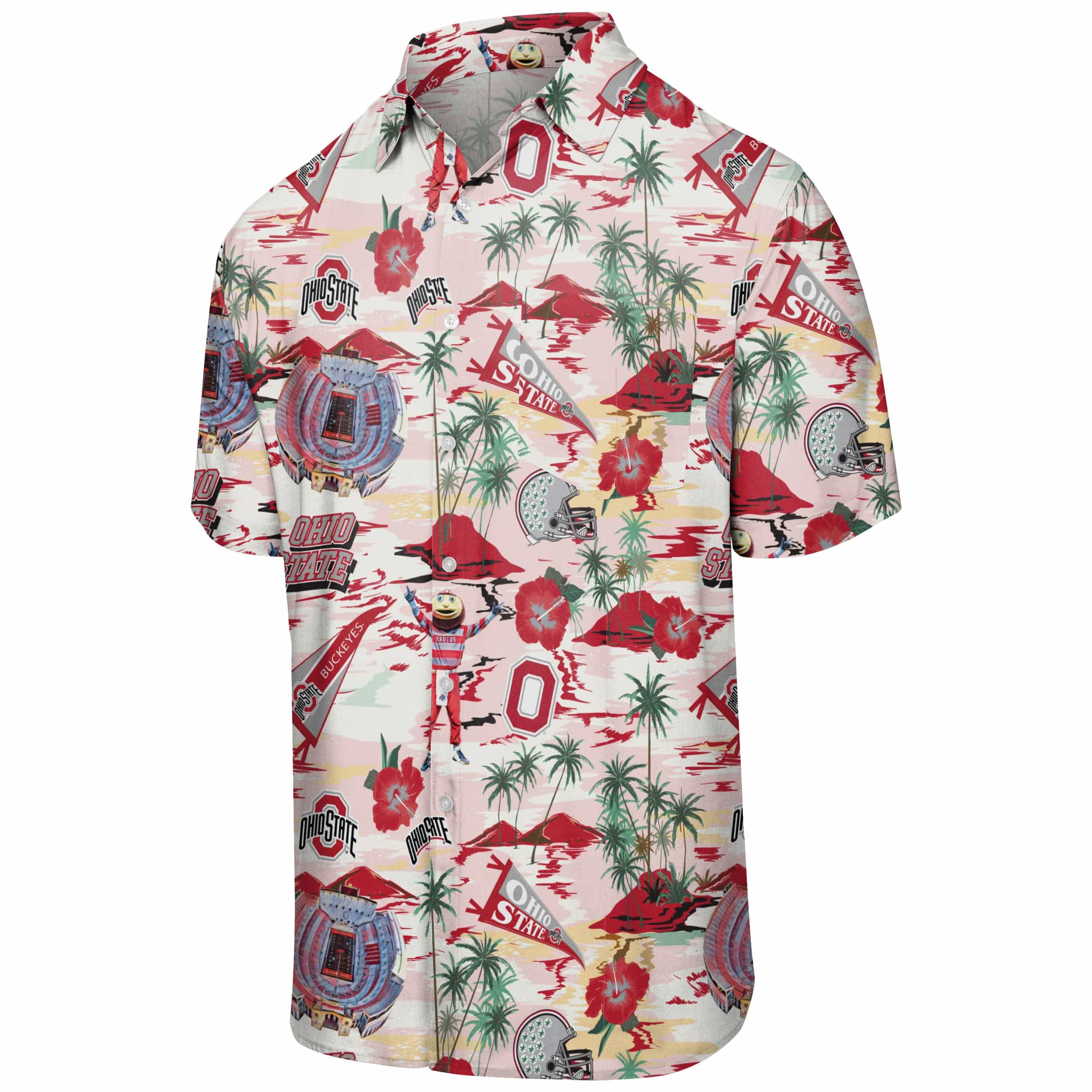 Ohio State Buckeyes NCAA Mens Thematic Stadium Print Button Up Shirt - Image 4