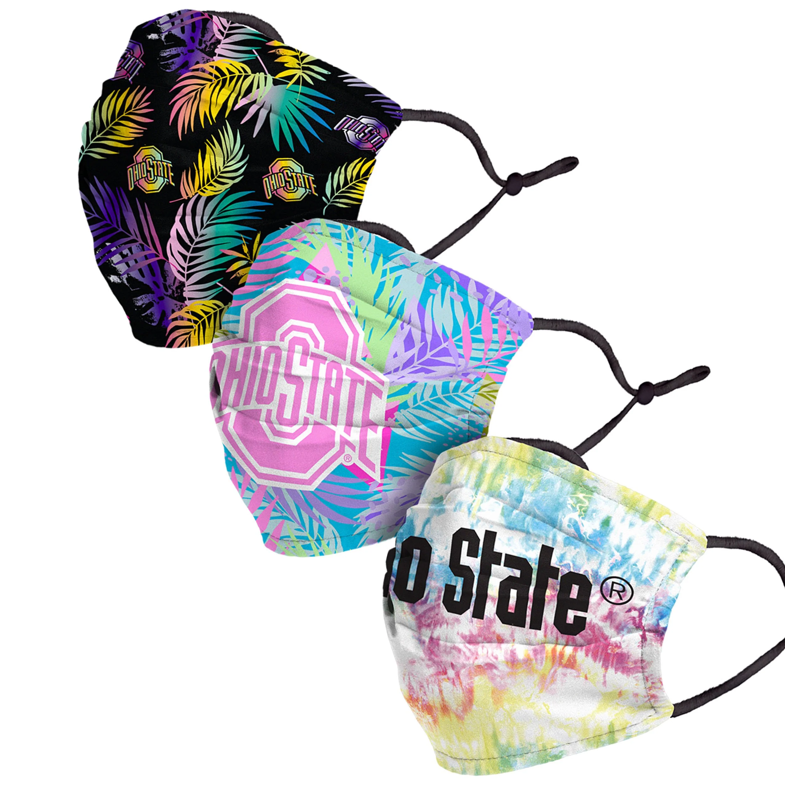 Ohio State Buckeyes NCAA Neon Floral 3 Pack Face Cover - Image 2