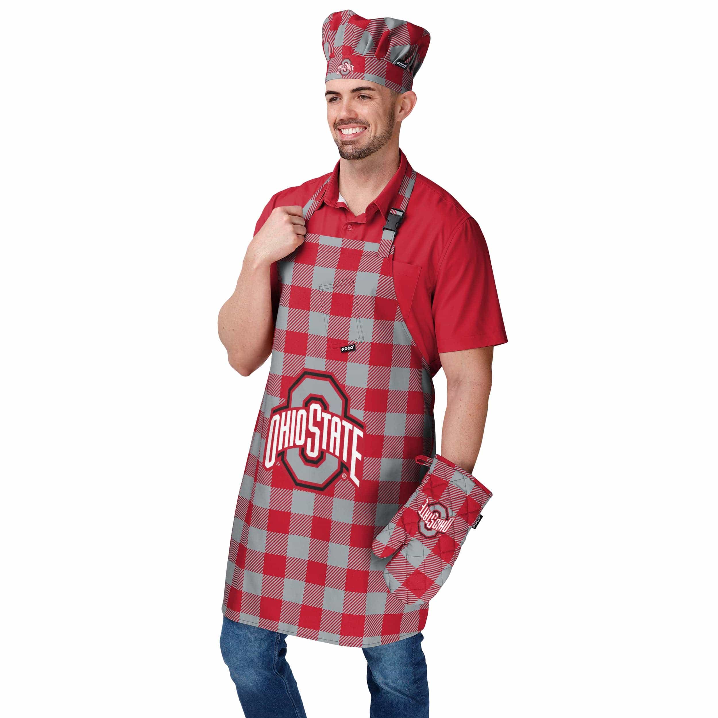 Ohio State Buckeyes NCAA Plaid Chef Hat - Image 2