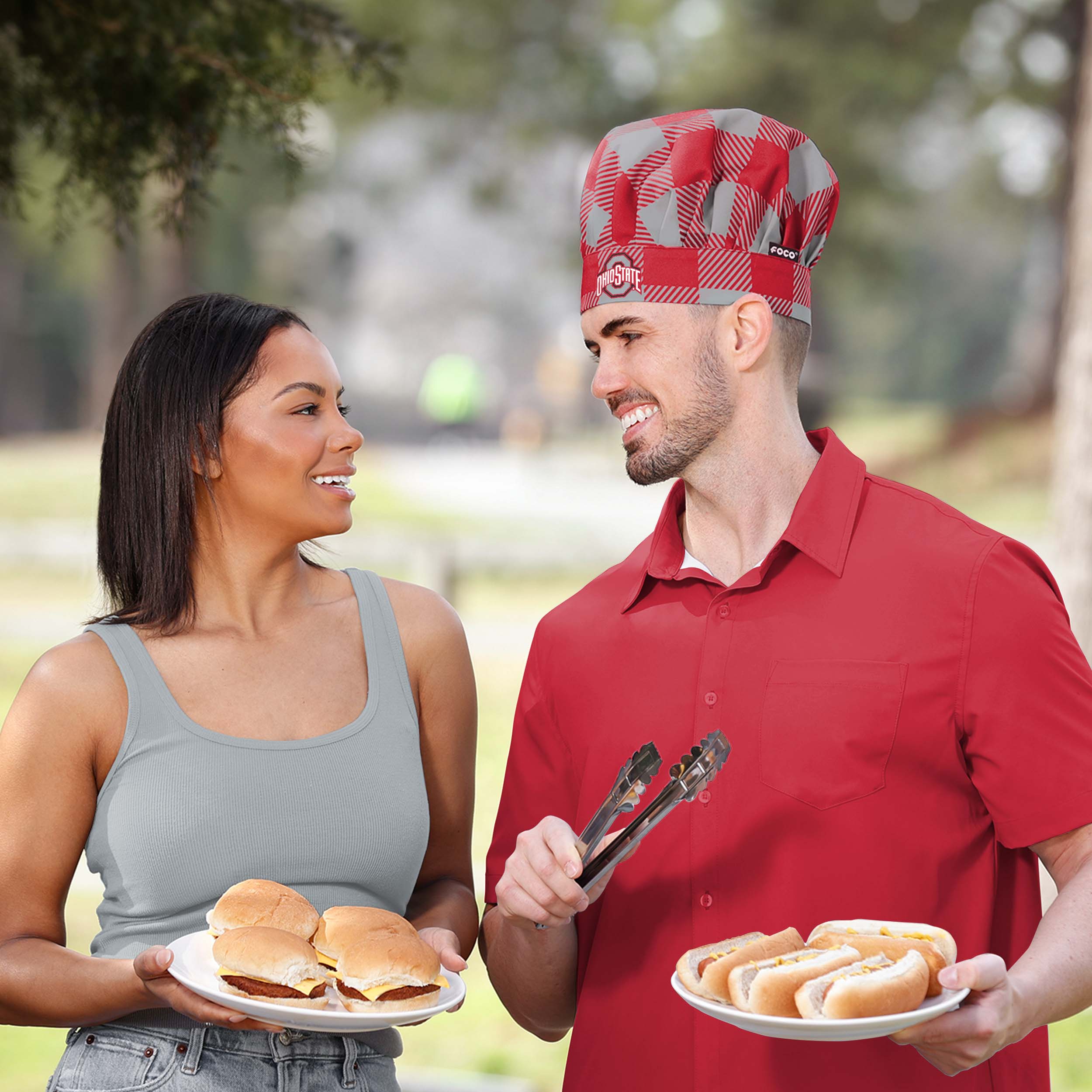 Ohio State Buckeyes NCAA Plaid Chef Hat - Image 3