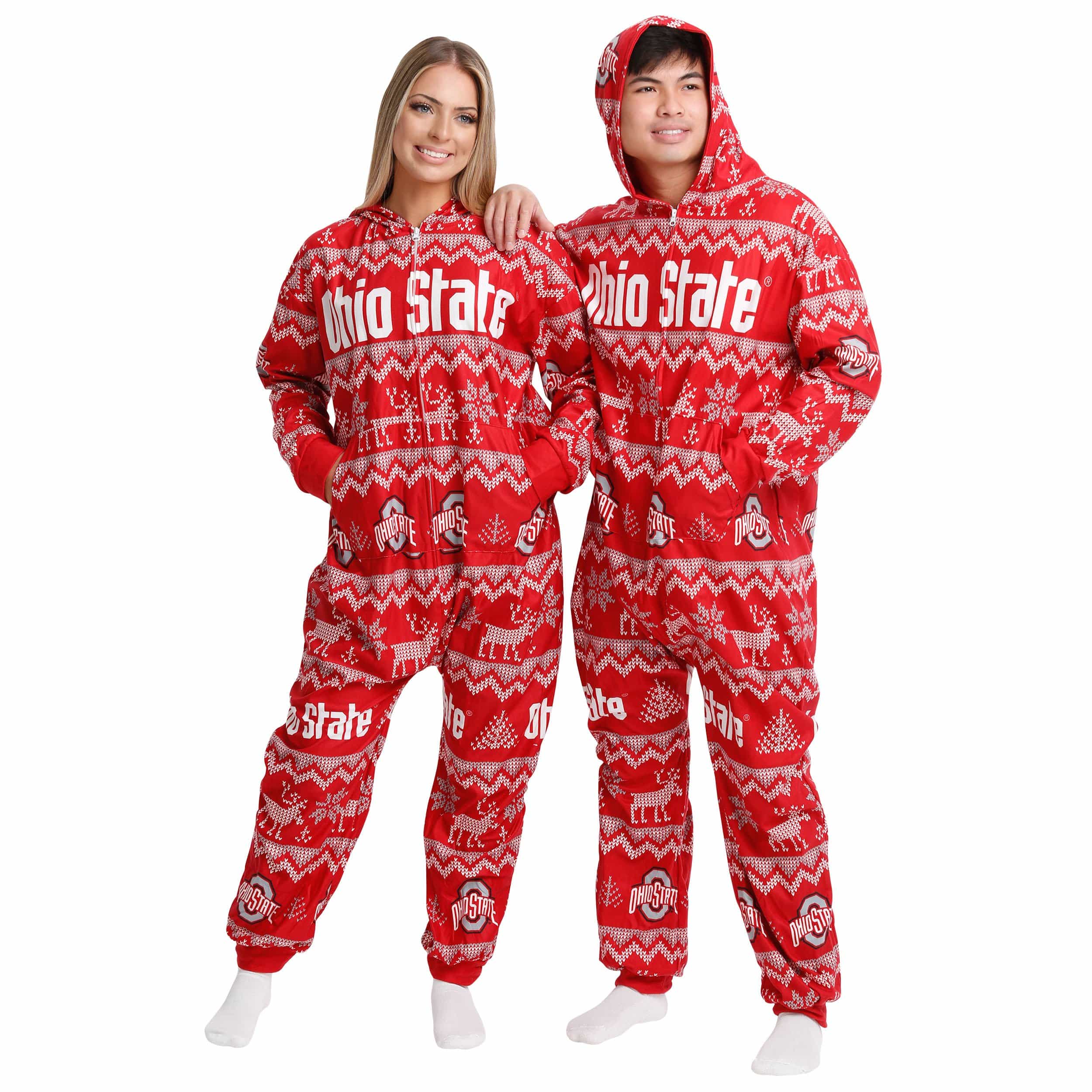 Ohio State Buckeyes NCAA Ugly Pattern One Piece Pajamas