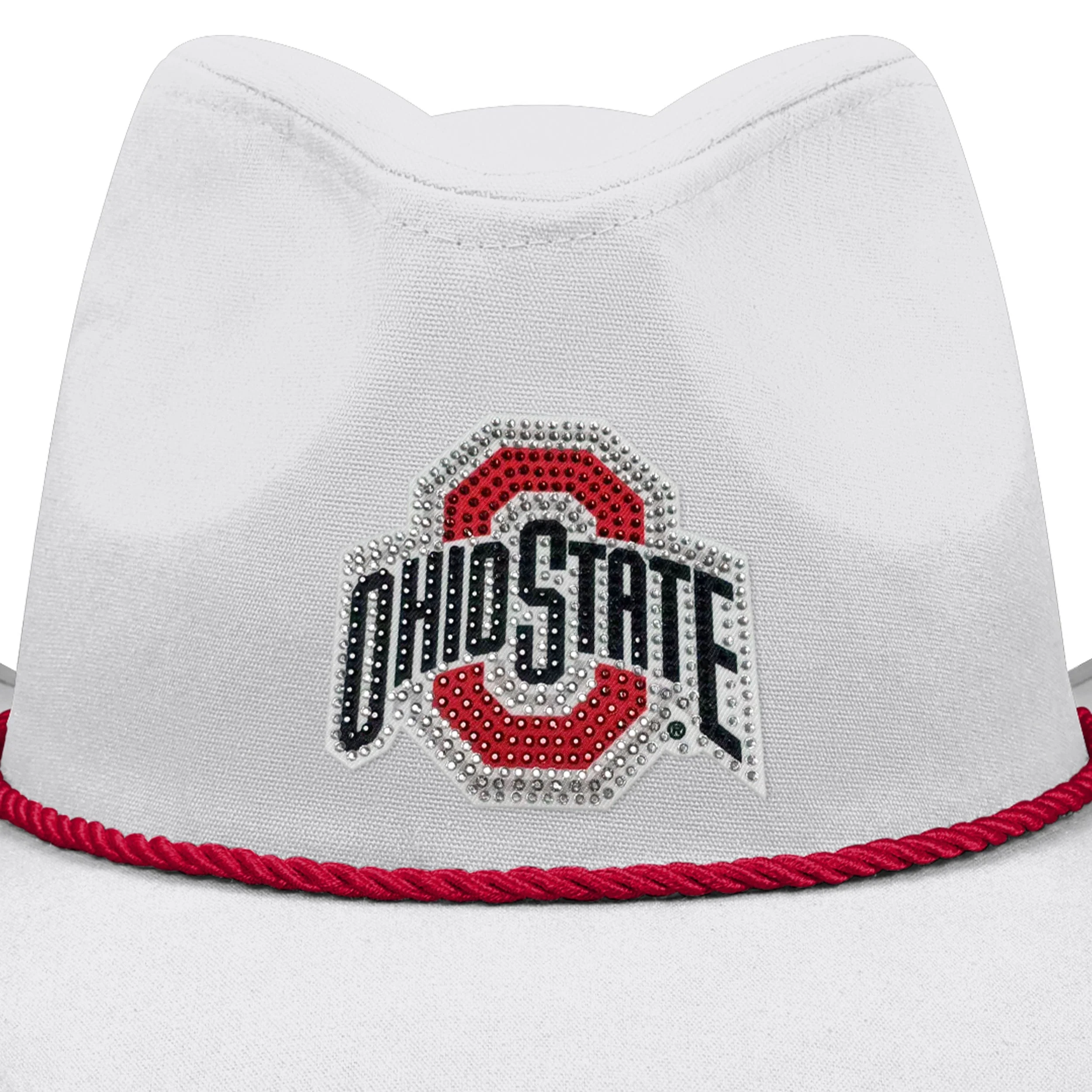 Ohio State Buckeyes NCAA White Rhinestone Logo Cowboy Hat - Image 2