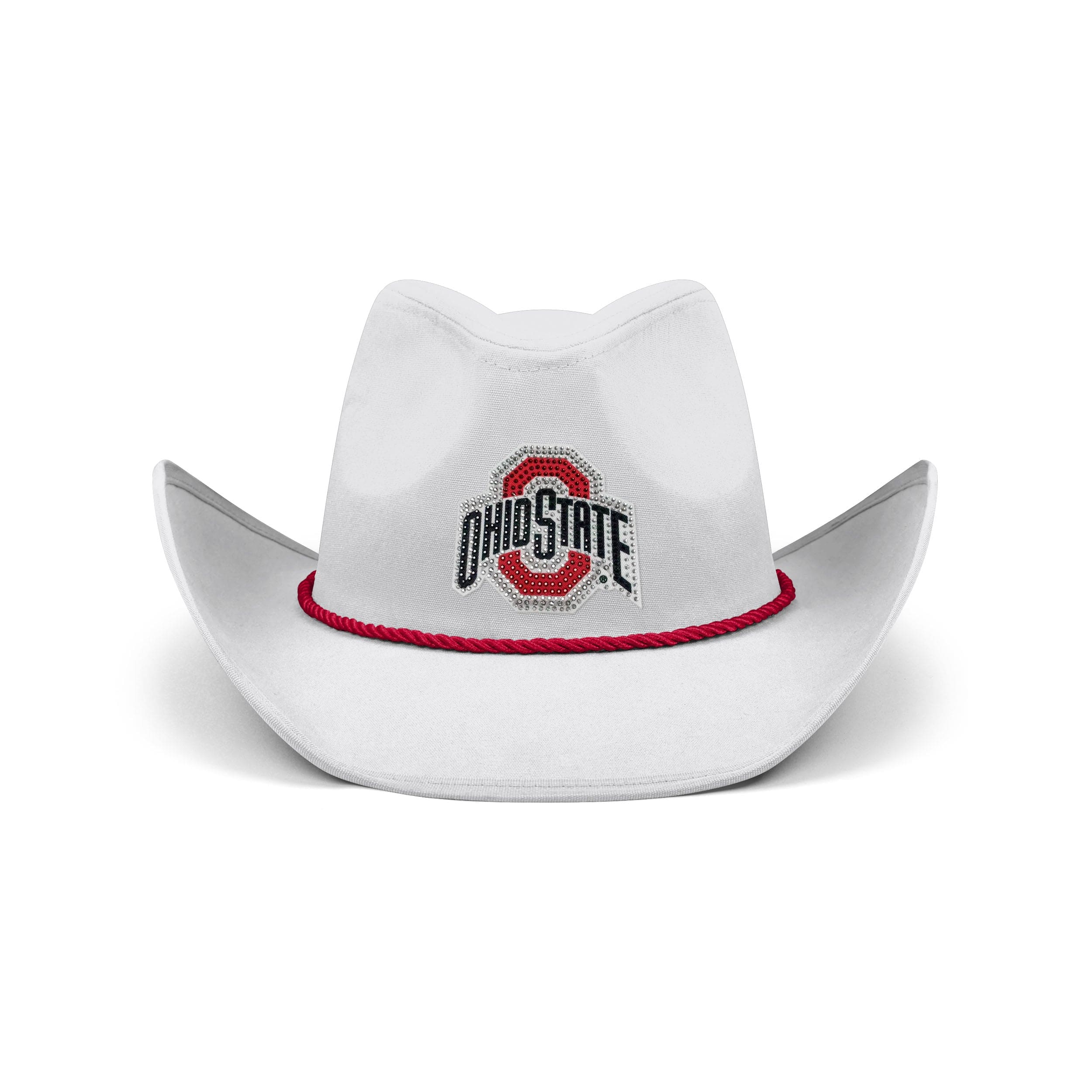 Ohio State Buckeyes NCAA White Rhinestone Logo Cowboy Hat - Image 3