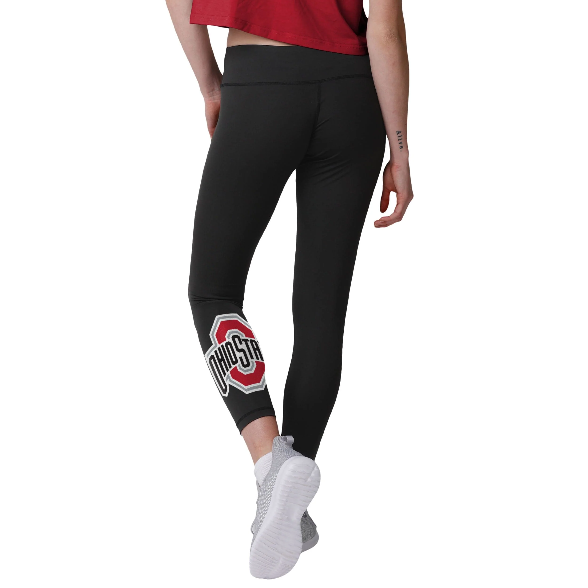 Ohio State Buckeyes NCAA Womens Calf Logo Black Leggings - Image 2