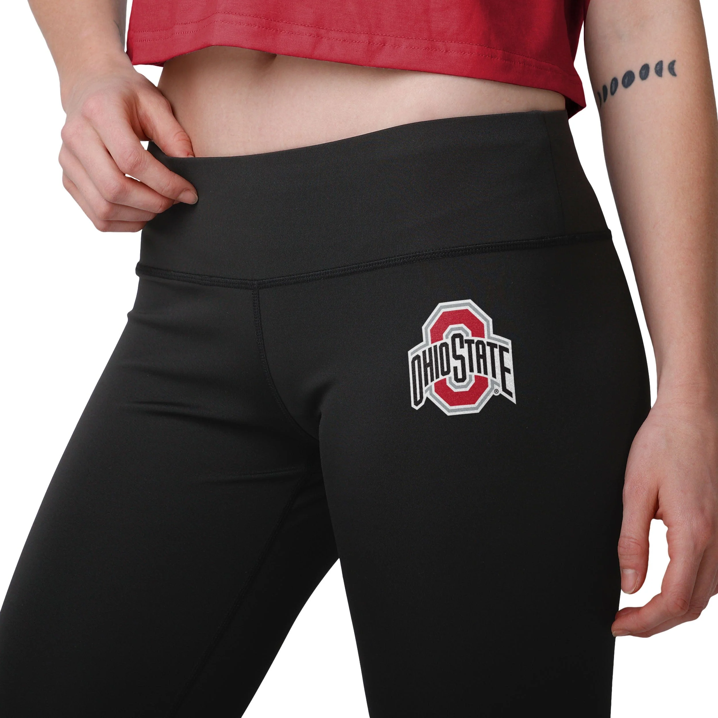 Ohio State Buckeyes NCAA Womens Calf Logo Black Leggings - Image 3