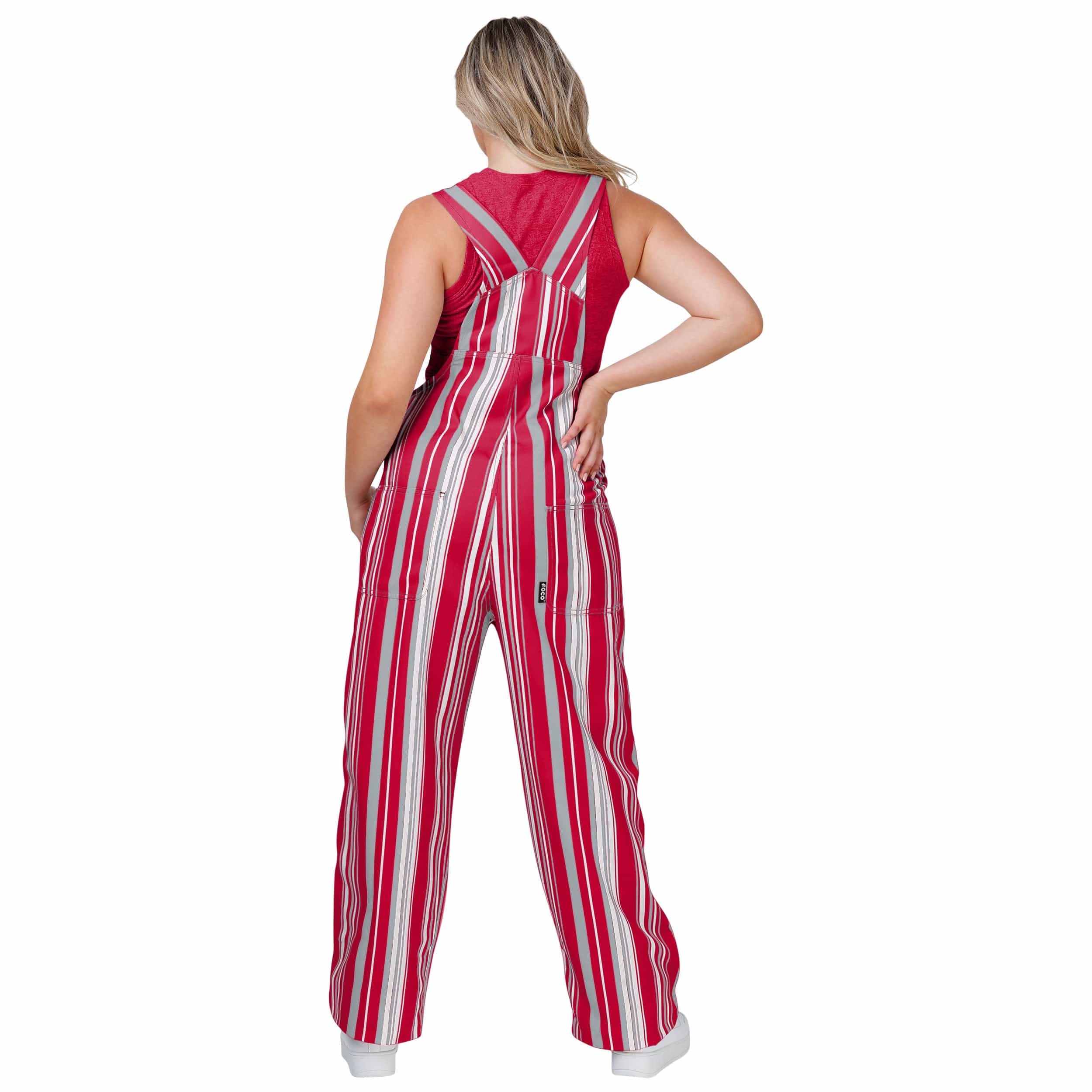 Ohio State Buckeyes NCAA Womens Hyper Stripe Bib Overalls - Image 2