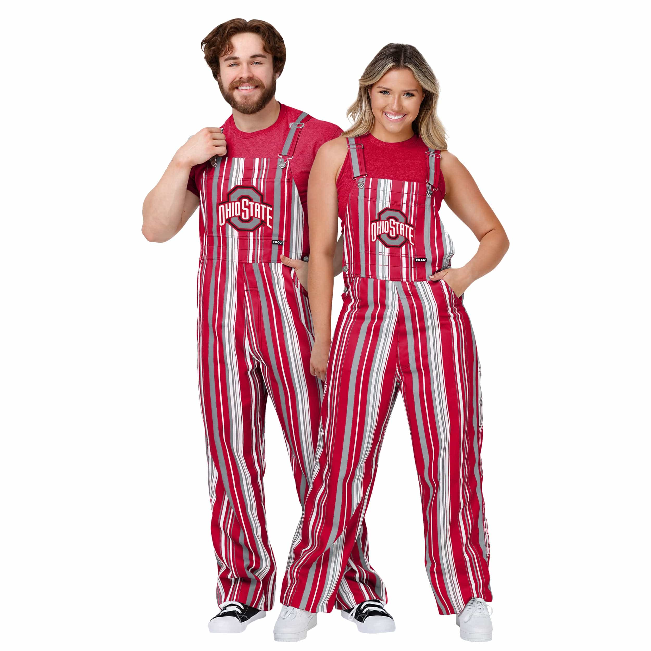 Ohio State Buckeyes NCAA Womens Hyper Stripe Bib Overalls - Image 3